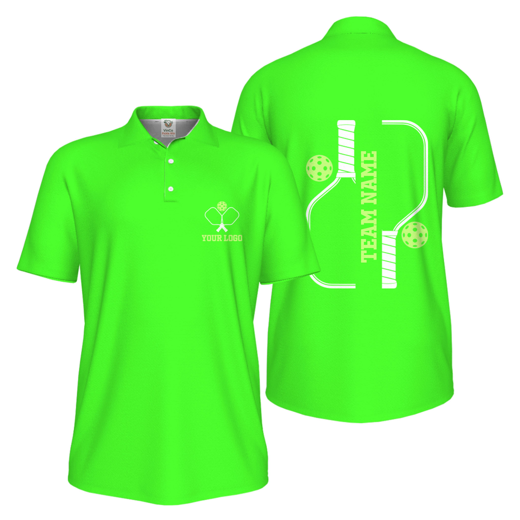 Picklewin Bulk Order Custom Logo And Vertical Name Pickleball Polo Shirt Men