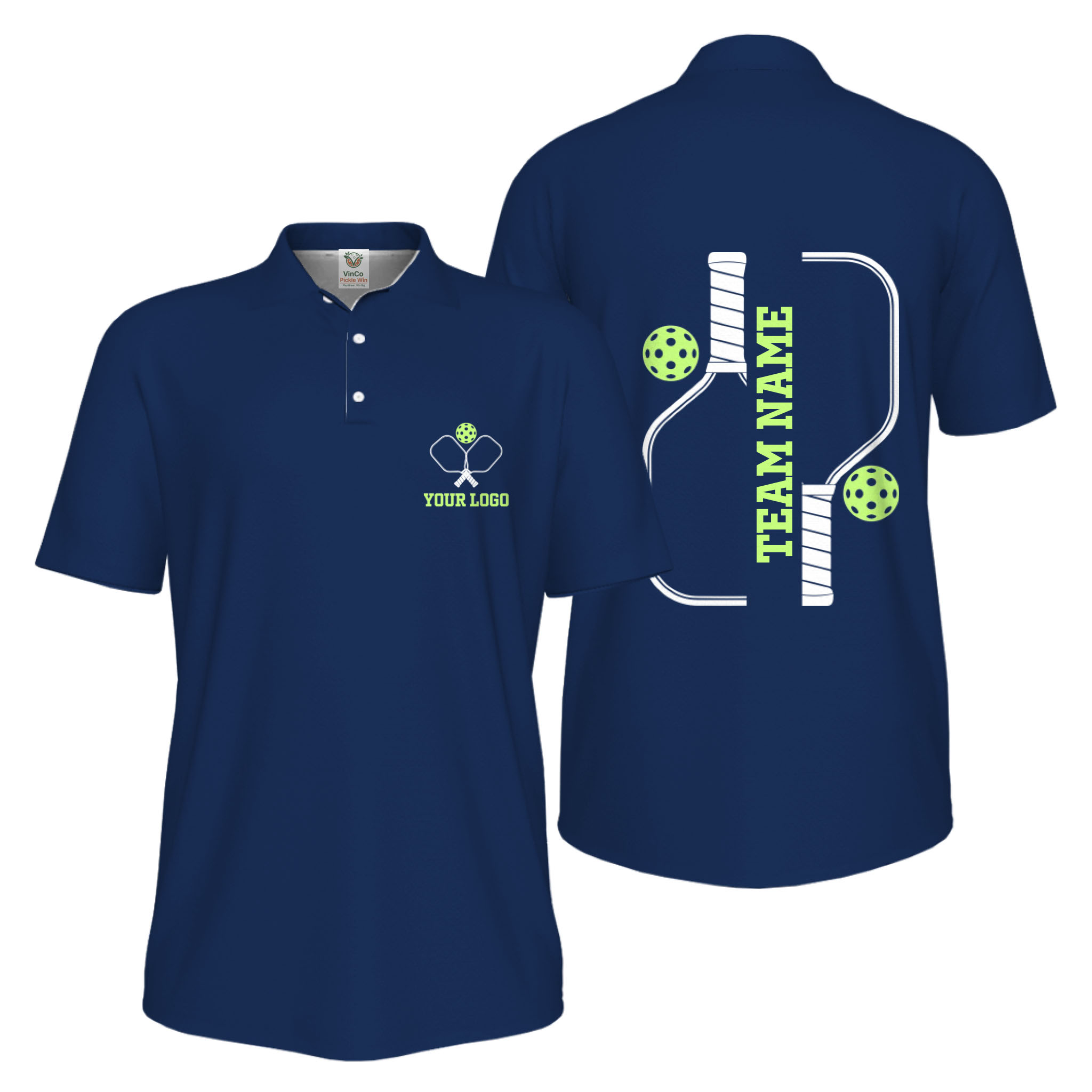 Picklewin Bulk Order Custom Logo And Vertical Name Pickleball Polo Shirt Men - alternate