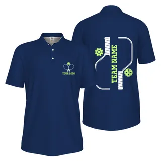 Picklewin Bulk Order Custom Logo And Vertical Name Pickleball Polo Shirt Men – alternate