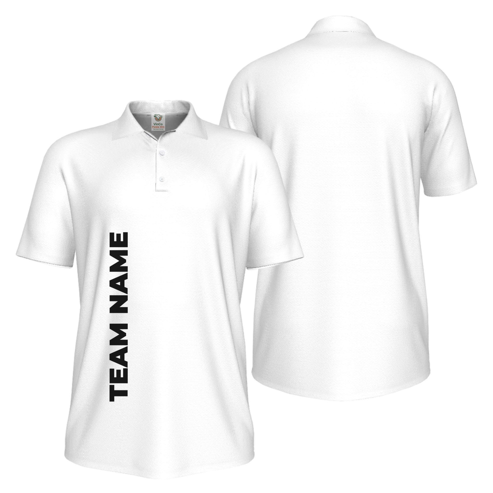Picklewin Bulk Order Customized Logo And Vertical Name Pickleball Polo Shirt Men