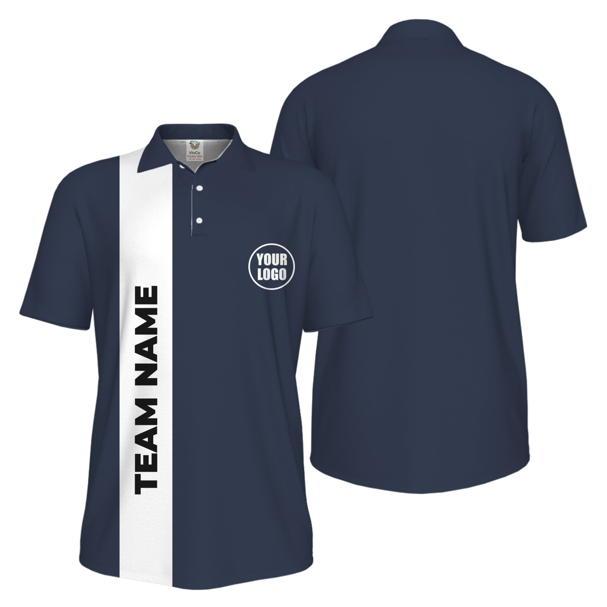 Picklewin Bulk Order Customized Logo And Vertical Name Pickleball Polo Shirt Men