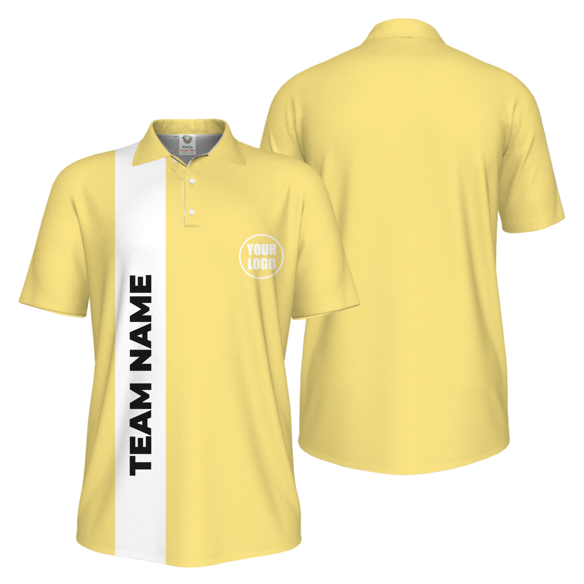 Picklewin Bulk Order Customized Logo And Vertical Name Pickleball Polo Shirt Men