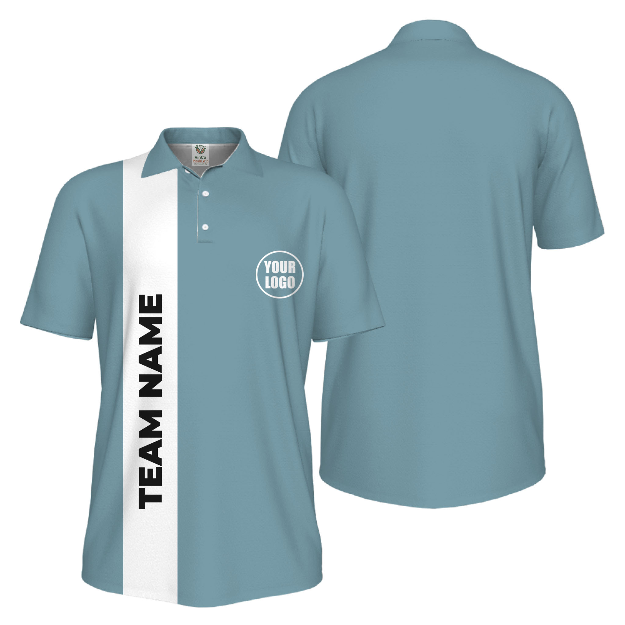 Picklewin Bulk Order Customized Logo And Vertical Name Pickleball Polo Shirt Men