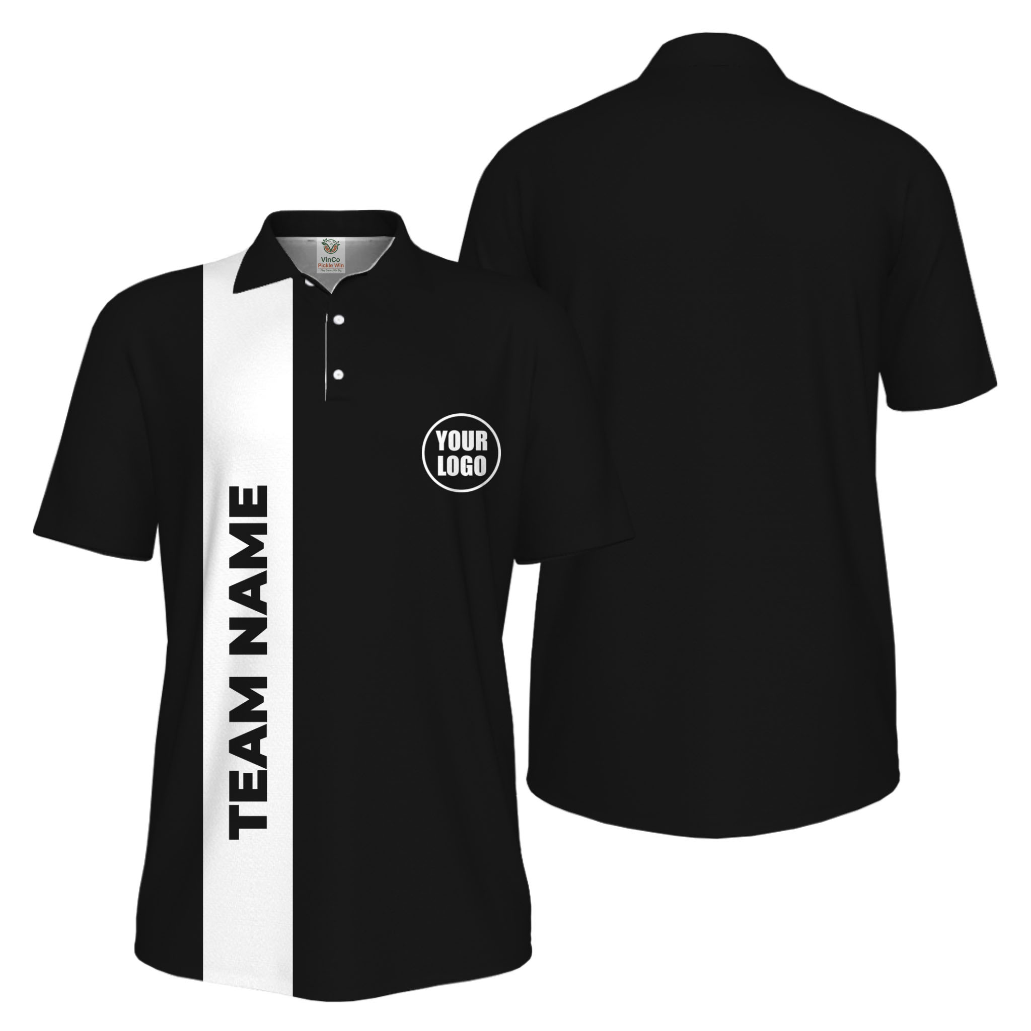 Picklewin Bulk Order Customized Logo And Vertical Name Pickleball Polo Shirt Men