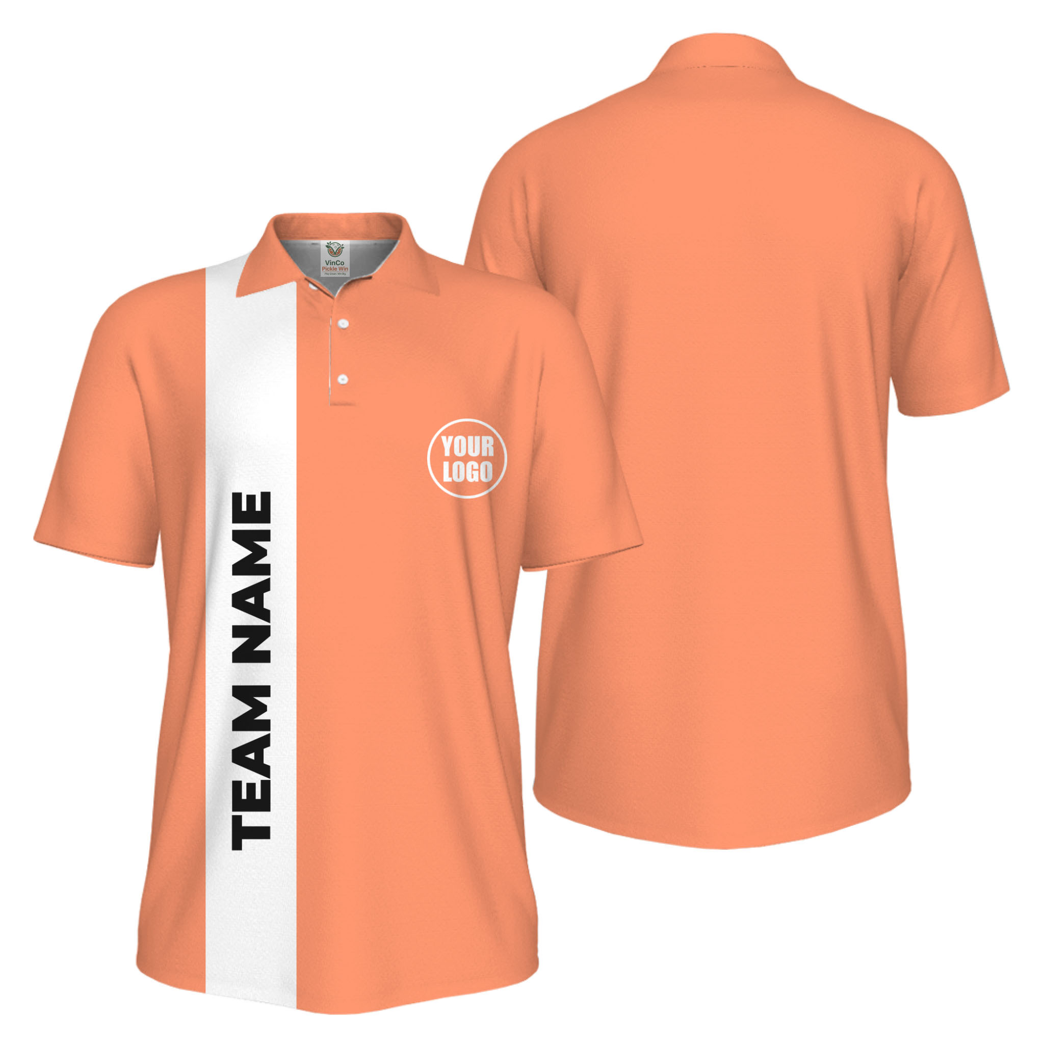 Picklewin Bulk Order Customized Logo And Vertical Name Pickleball Polo Shirt Men