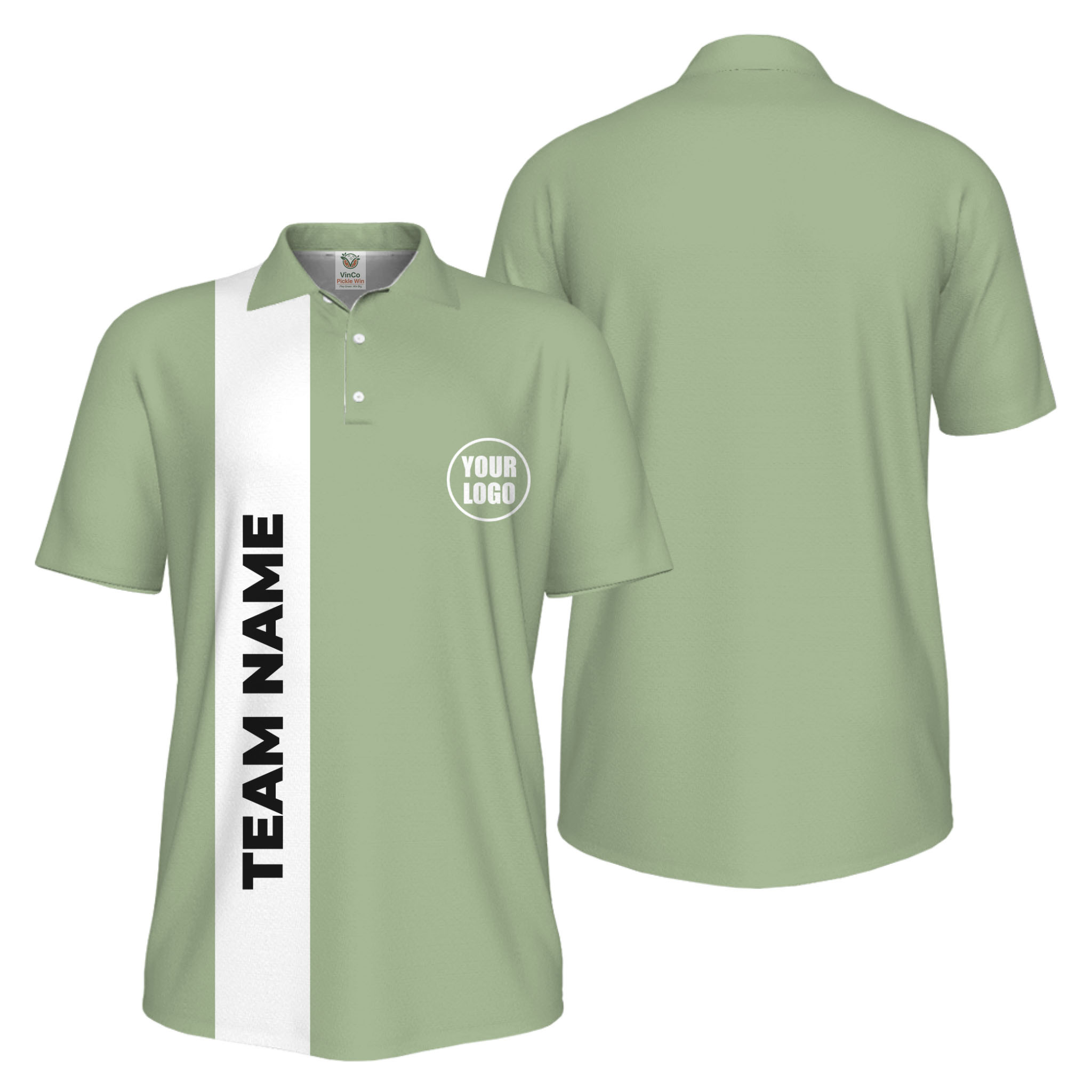 Picklewin Bulk Order Customized Logo And Vertical Name Pickleball Polo Shirt Men