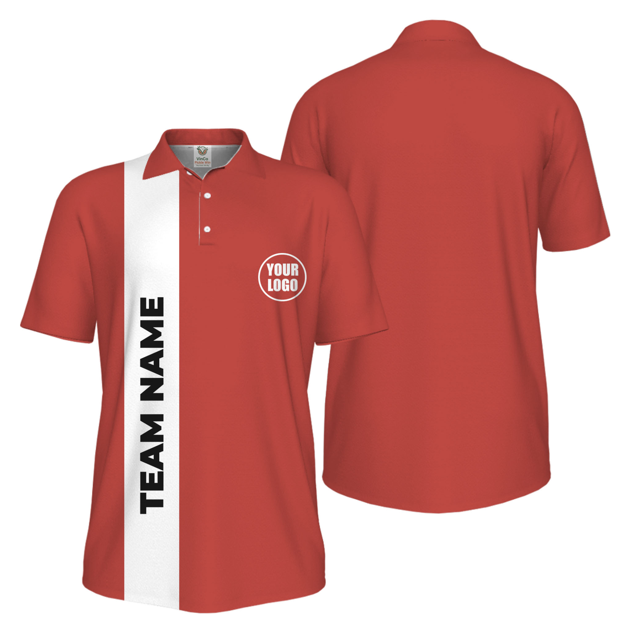 Picklewin Bulk Order Customized Logo And Vertical Name Pickleball Polo Shirt Men