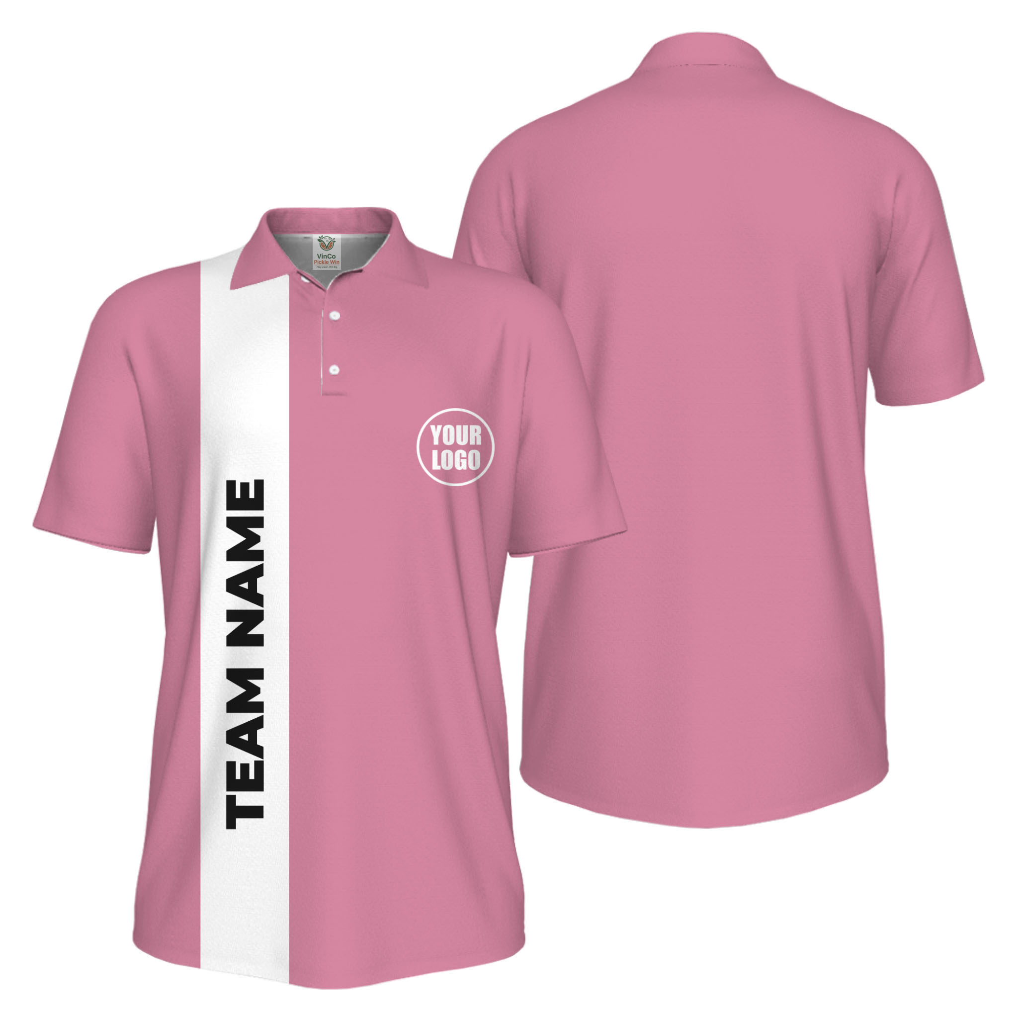 Picklewin Bulk Order Customized Logo And Vertical Name Pickleball Polo Shirt Men