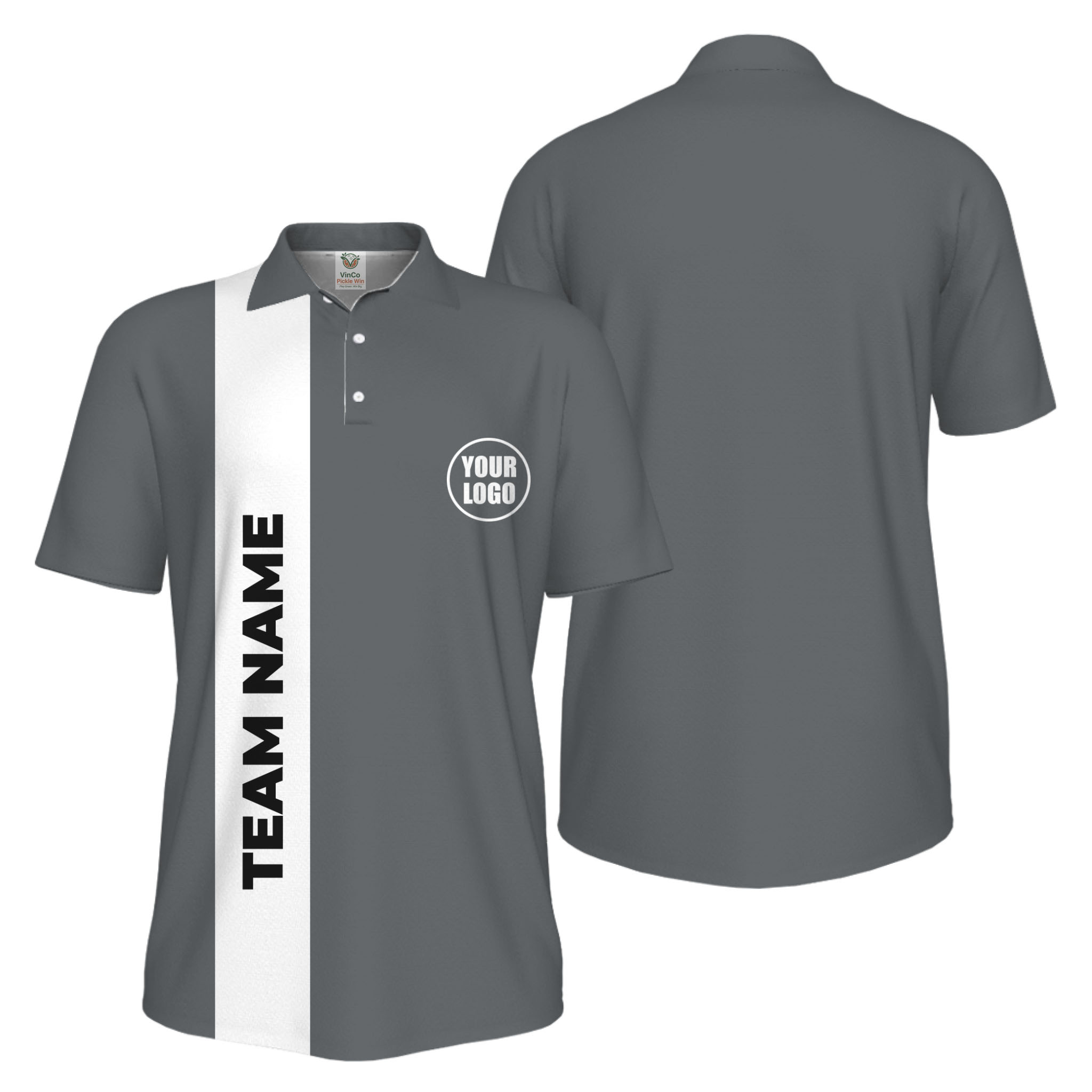 Picklewin Bulk Order Customized Logo And Vertical Name Pickleball Polo Shirt Men