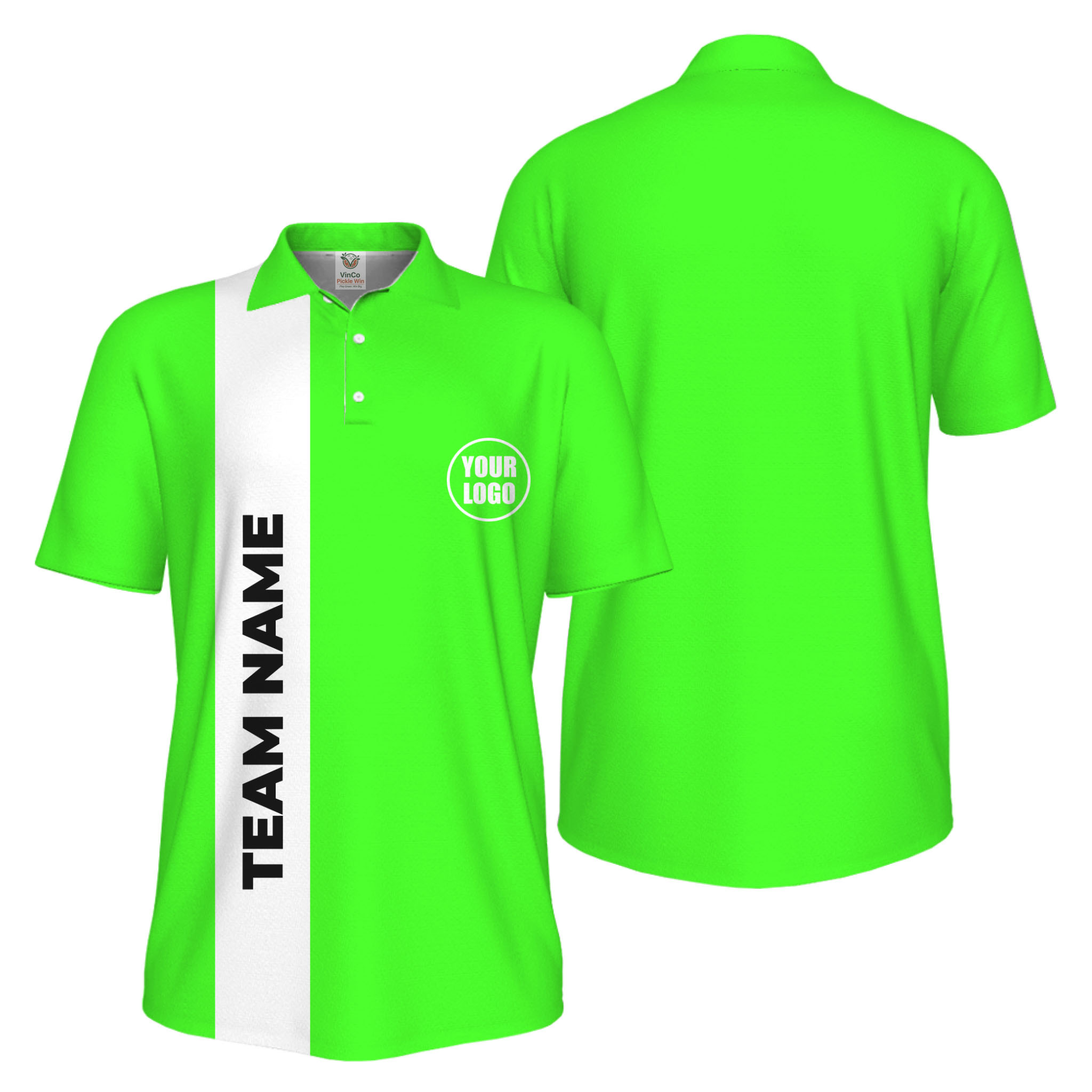 Picklewin Bulk Order Customized Logo And Vertical Name Pickleball Polo Shirt Men