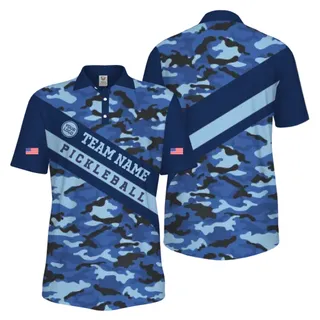 Picklewin Camo Custom Pickleball Tournament Men's UV Protection Polo Shirt 
