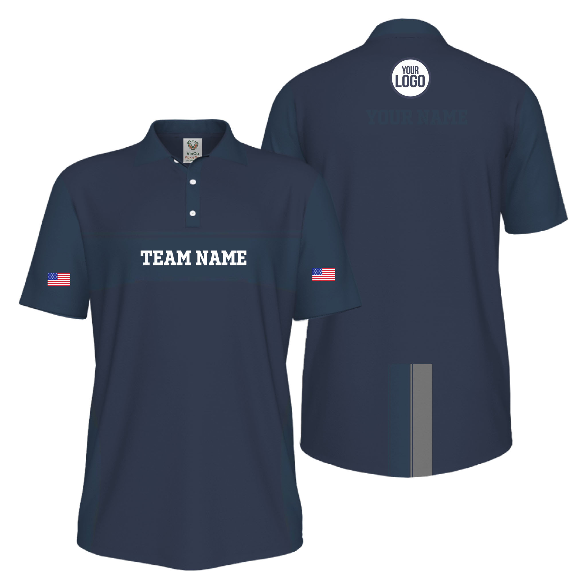 Picklewin Custom America 250 Patriotic Team Logo UV Protection Men Polo Shirt