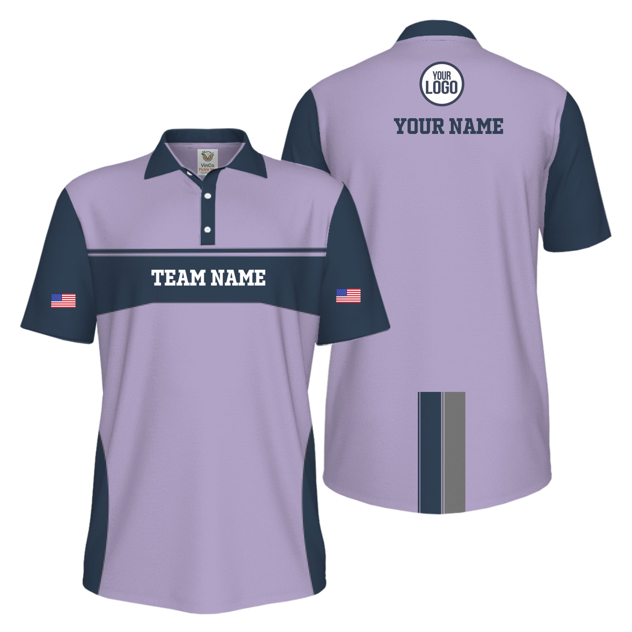 Picklewin Custom America 250 Patriotic Team Logo UV Protection Men Polo Shirt