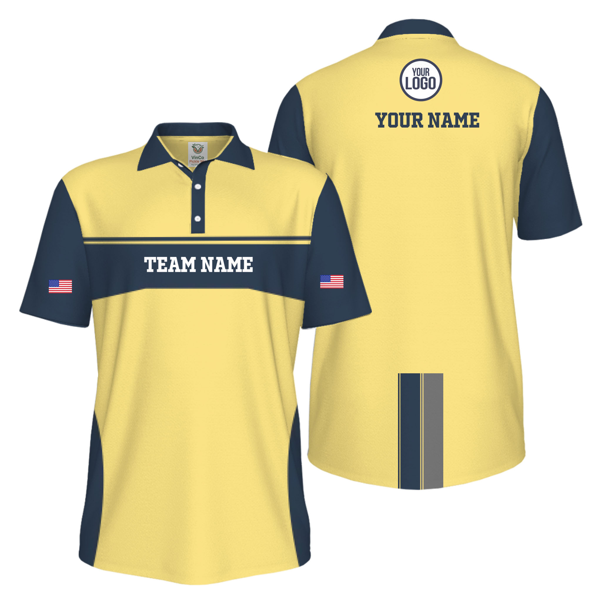 Picklewin Custom America 250 Patriotic Team Logo UV Protection Men Polo Shirt