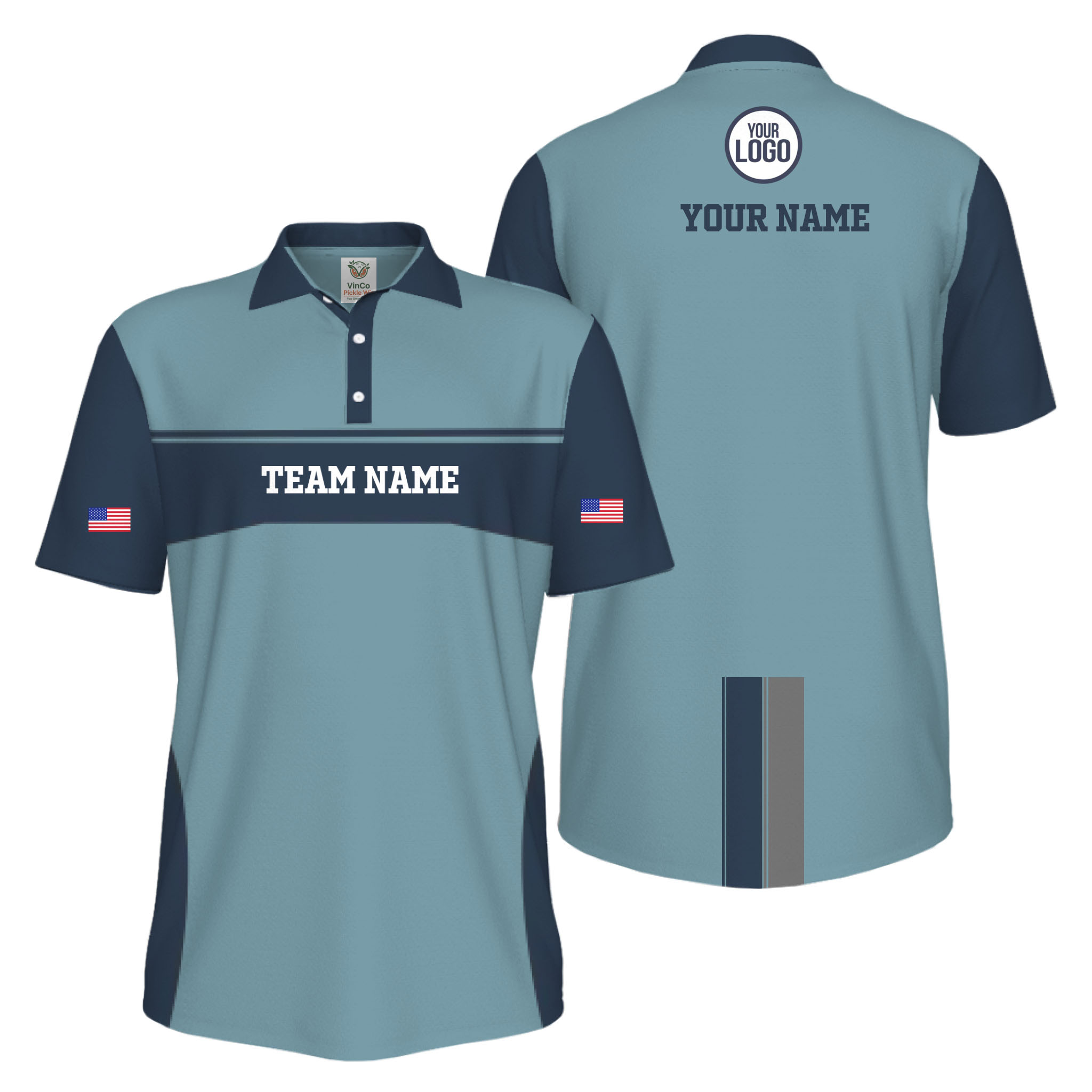 Picklewin Custom America 250 Patriotic Team Logo UV Protection Men Polo Shirt