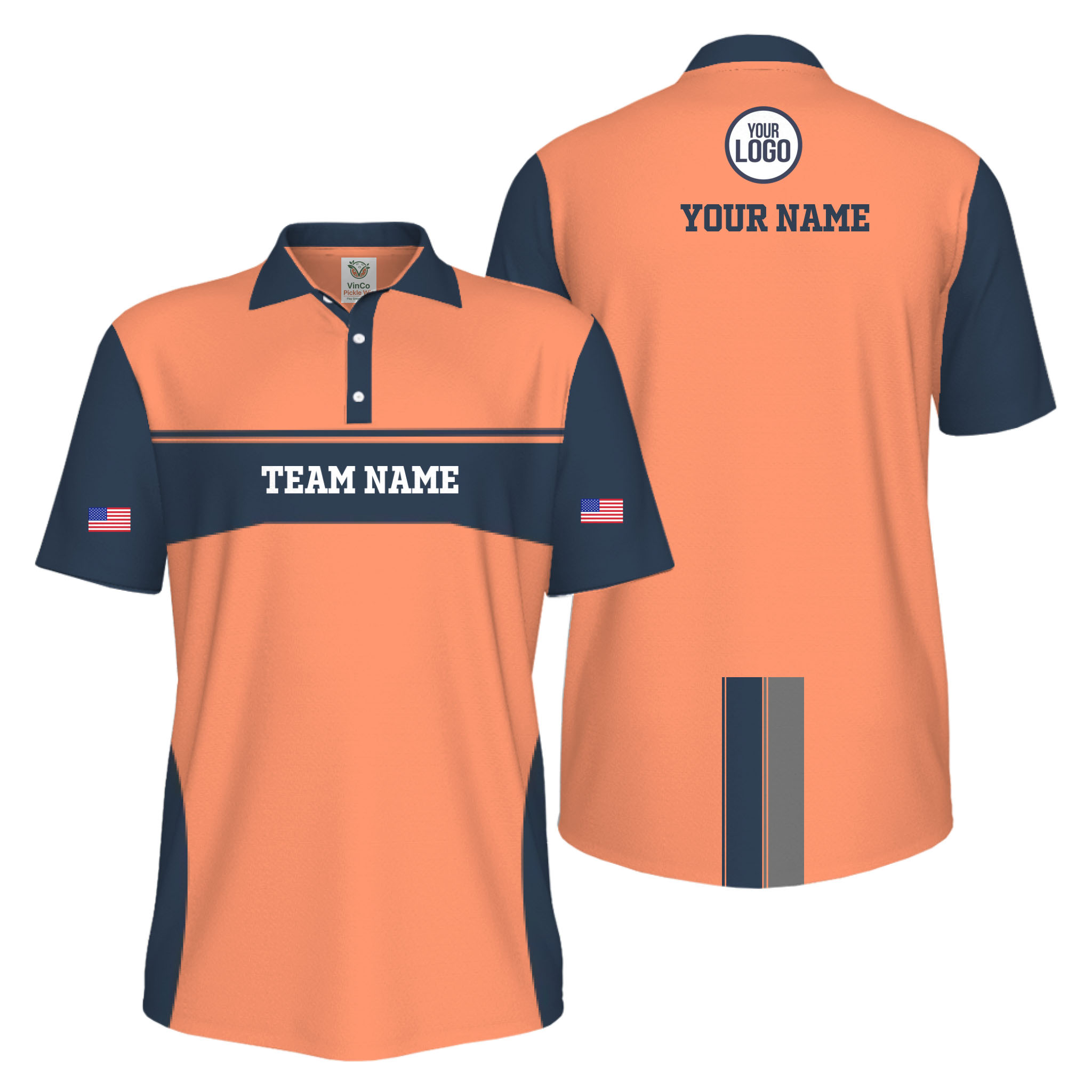Picklewin Custom America 250 Patriotic Team Logo UV Protection Men Polo Shirt