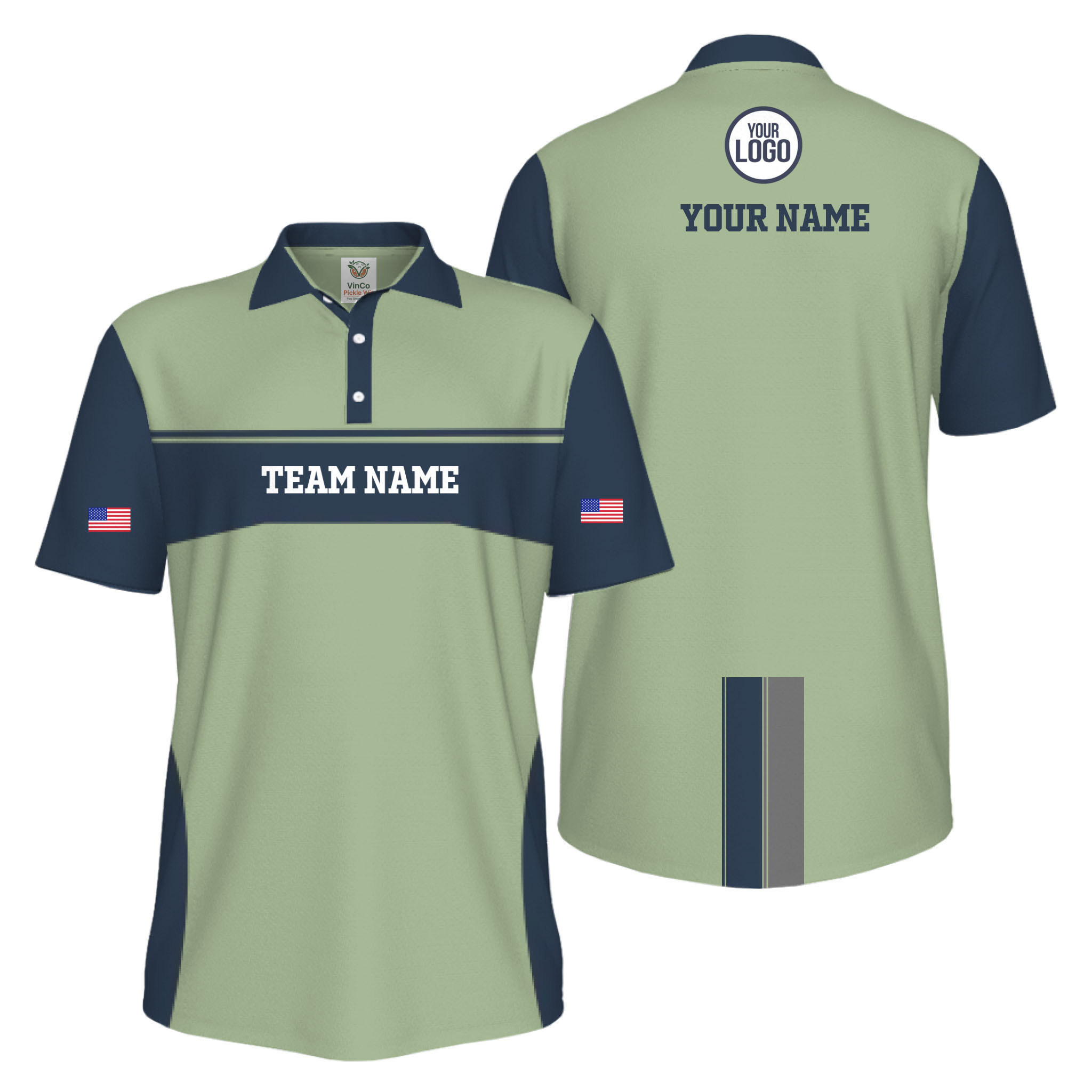Picklewin Custom America 250 Patriotic Team Logo UV Protection Men Polo Shirt