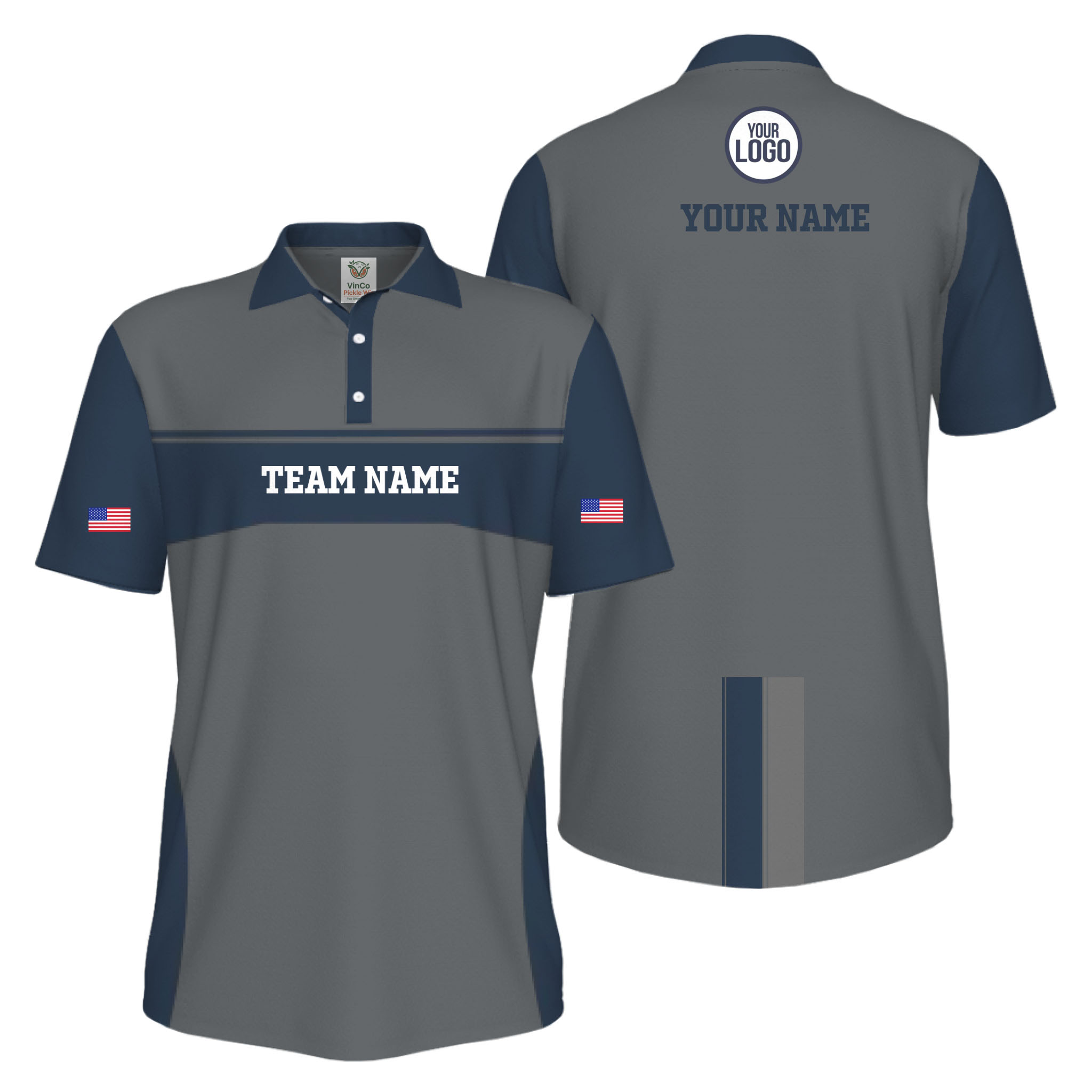 Picklewin Custom America 250 Patriotic Team Logo UV Protection Men Polo Shirt