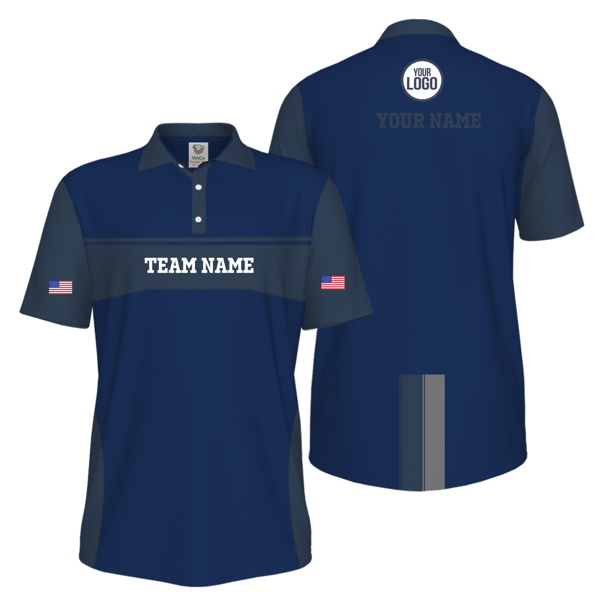 Picklewin Custom America 250 Patriotic Team Logo UV Protection Men Polo Shirt