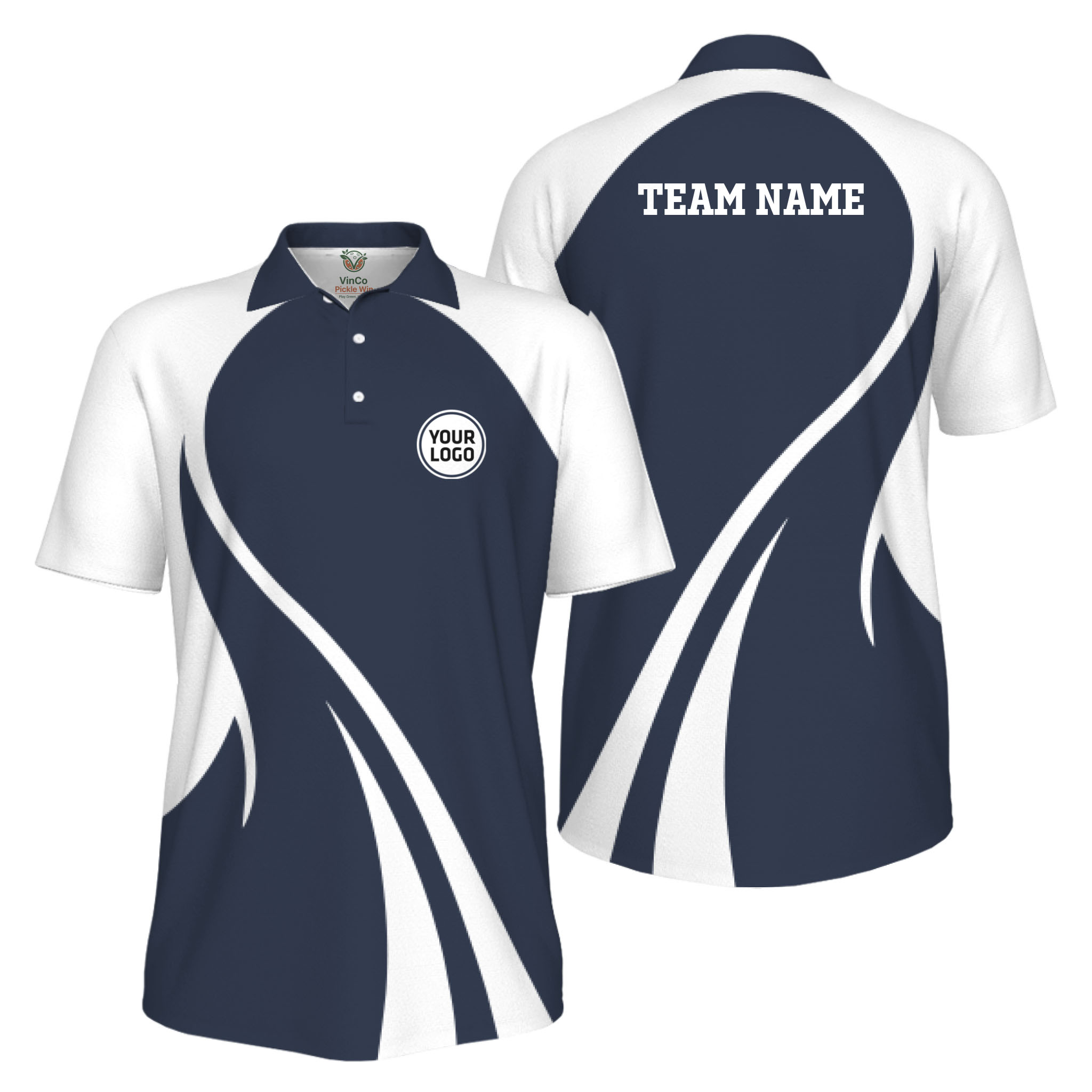 Picklewin Custom Collared Polo Shirt For Men With Sport Logo And Preview