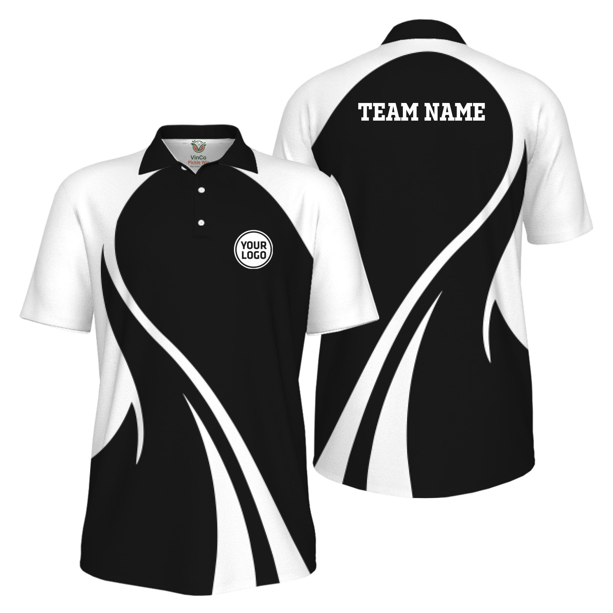 Picklewin Custom Collared Polo Shirt For Men With Sport Logo And Preview