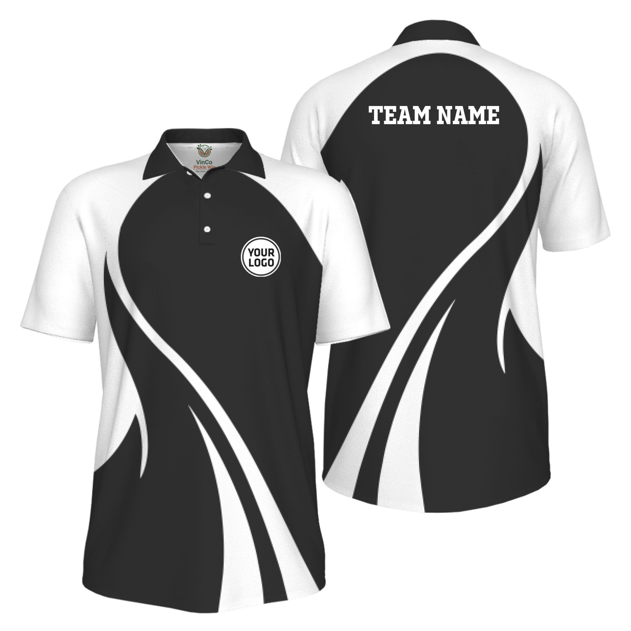 Picklewin Custom Collared Polo Shirt For Men With Sport Logo And Preview