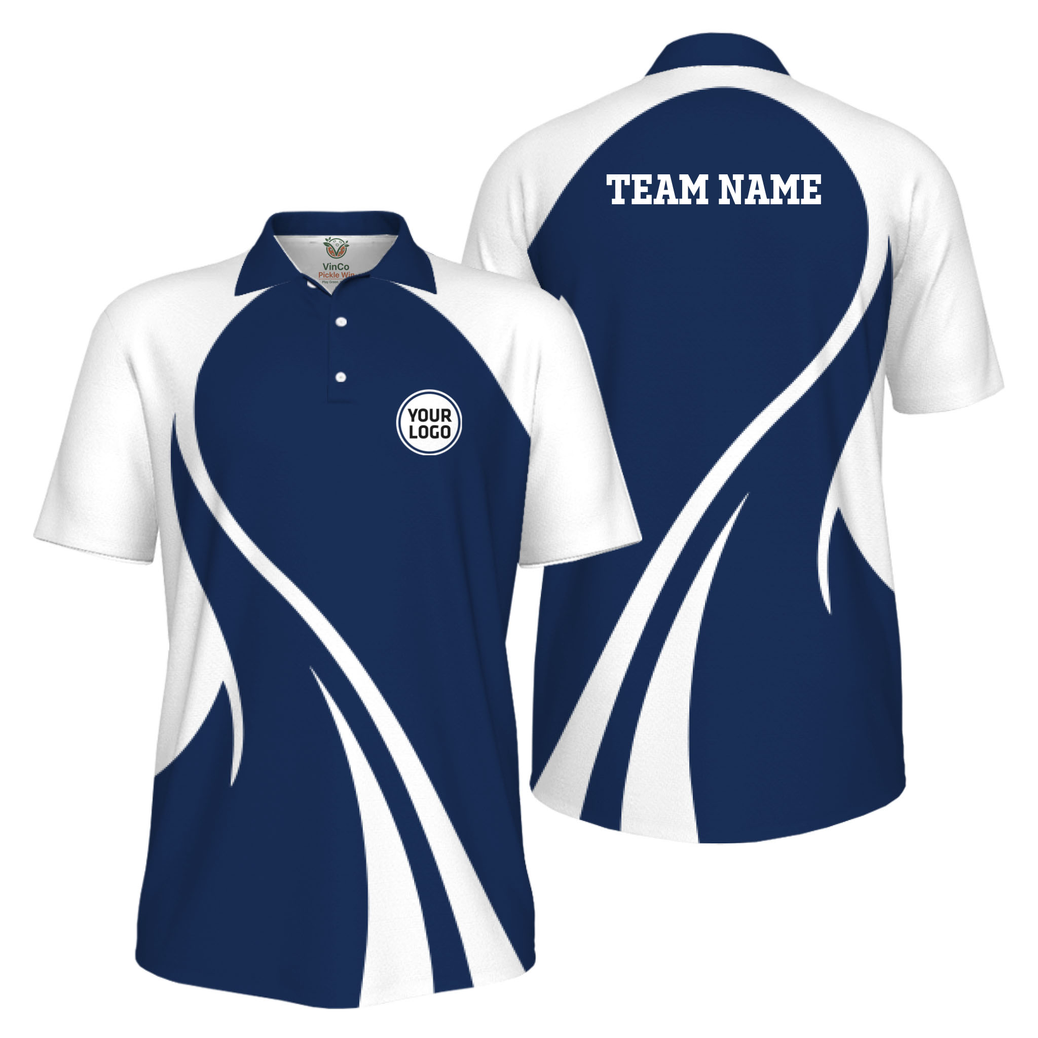 Picklewin Custom Collared Polo Shirt For Men With Sport Logo And Preview