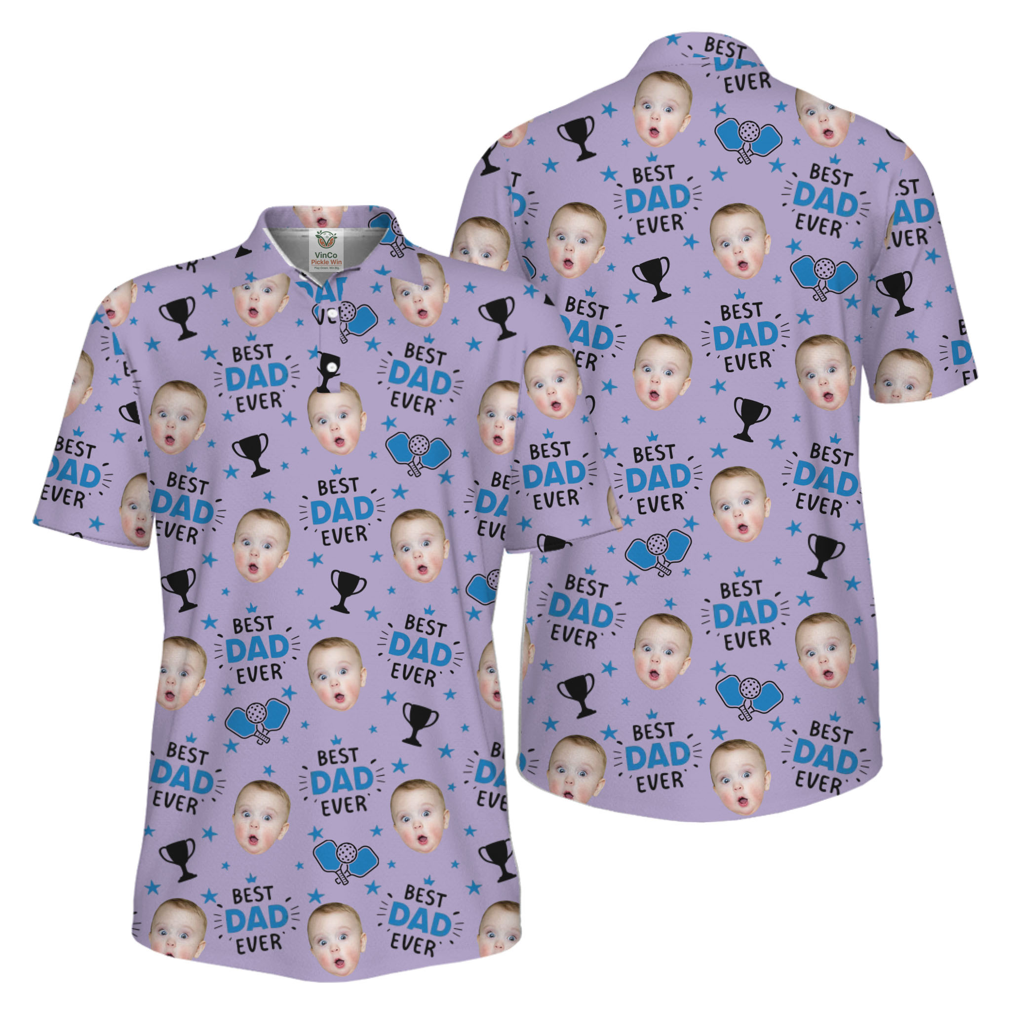 Picklewin Custom Face Best Dad Ever Father's Day Polo Shirt UV Protection 