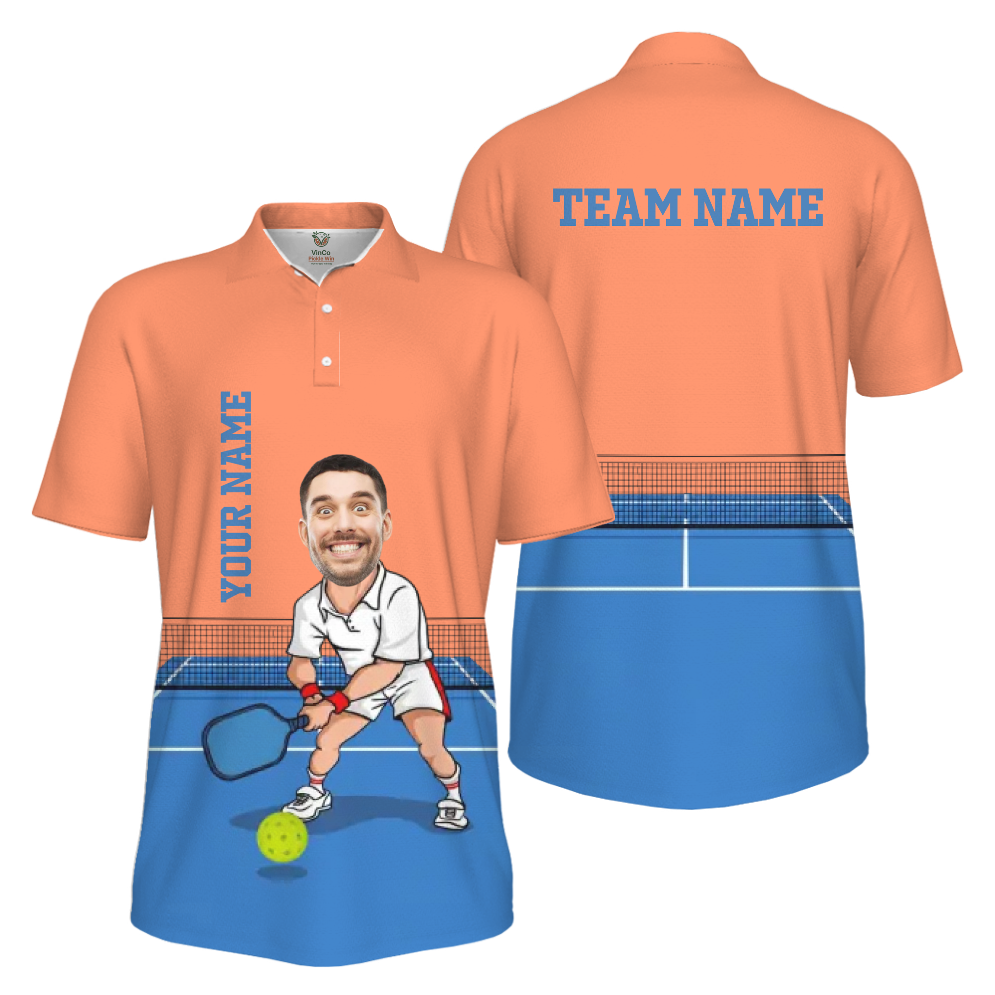 Picklewin Custom Face For Father UV Protection Pickleball Polo Shirt Men