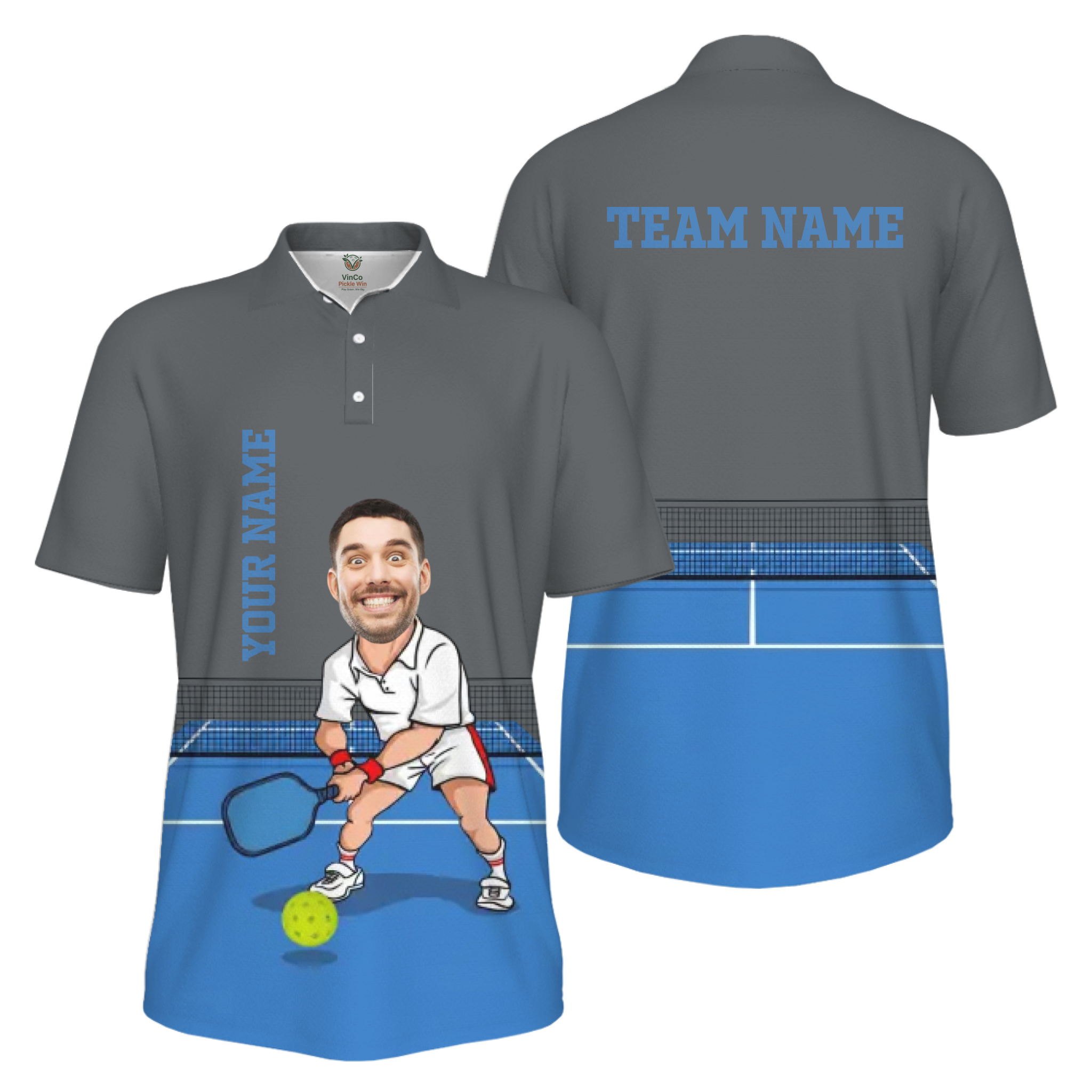 Picklewin Custom Face For Father UV Protection Pickleball Polo Shirt Men