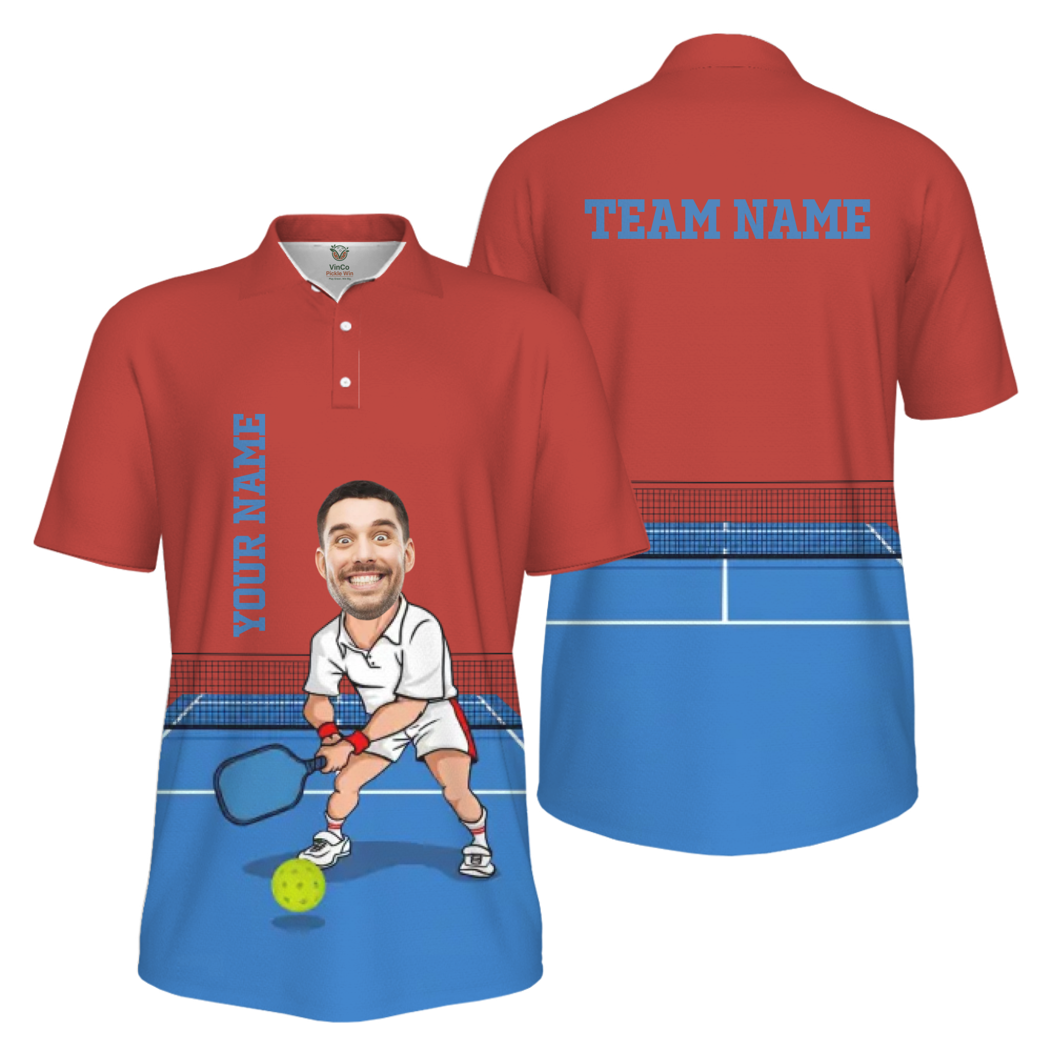 Picklewin Custom Face For Father UV Protection Pickleball Polo Shirt Men