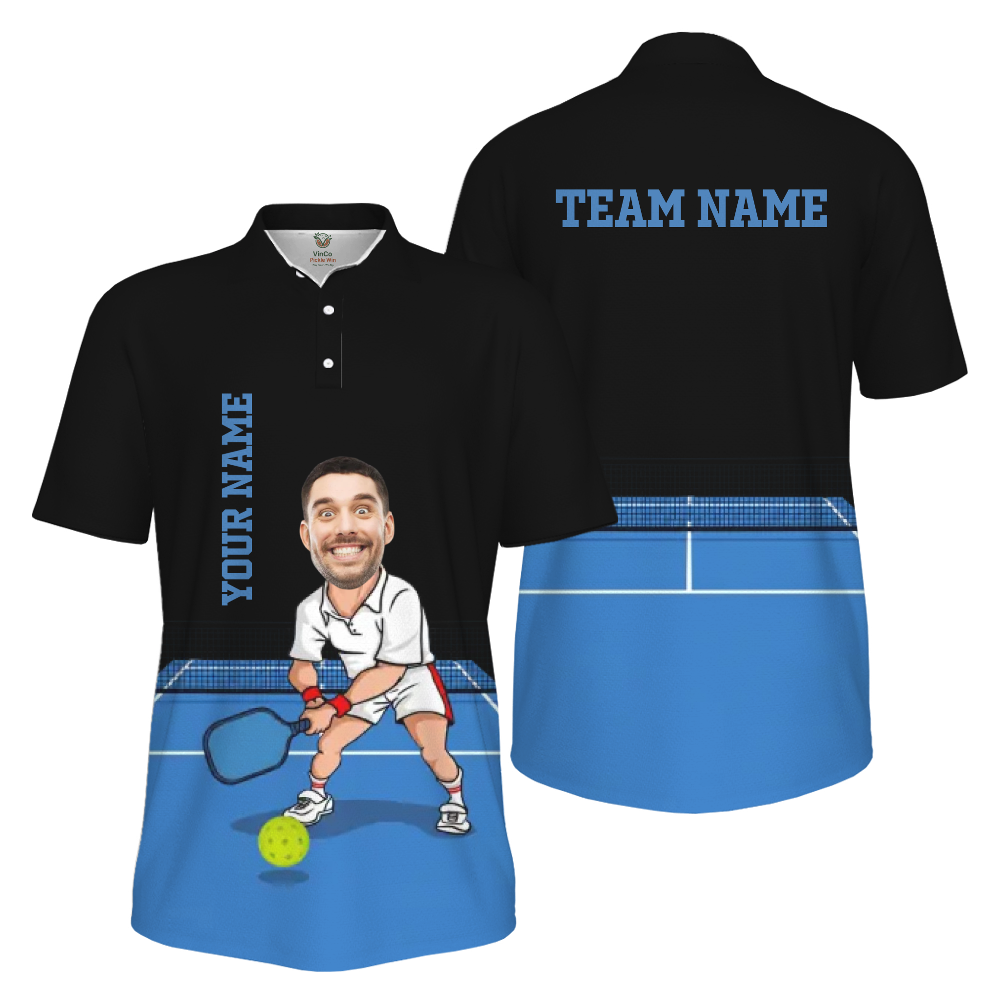 Picklewin Custom Face For Father UV Protection Pickleball Polo Shirt Men
