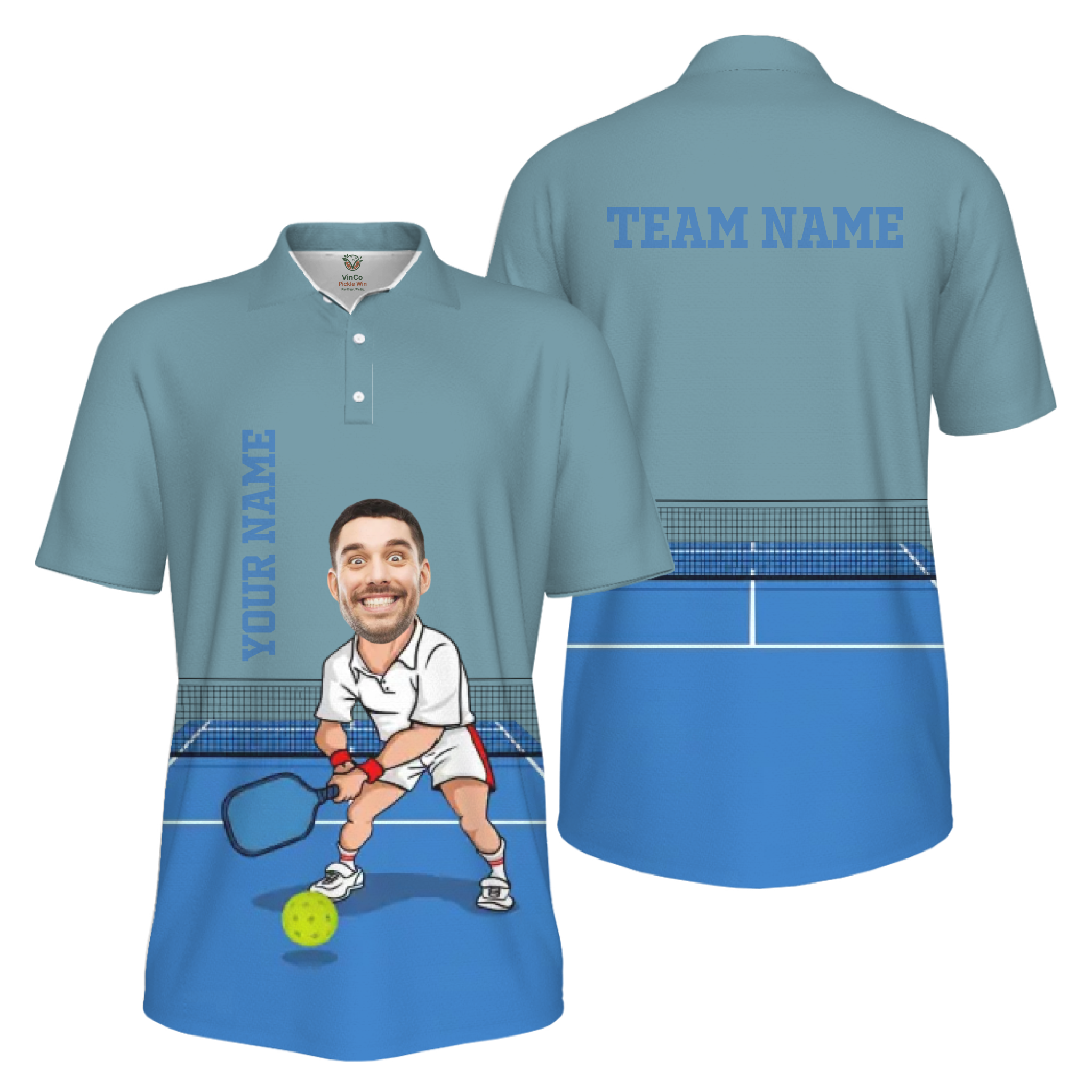Picklewin Custom Face For Father UV Protection Pickleball Polo Shirt Men - alternate