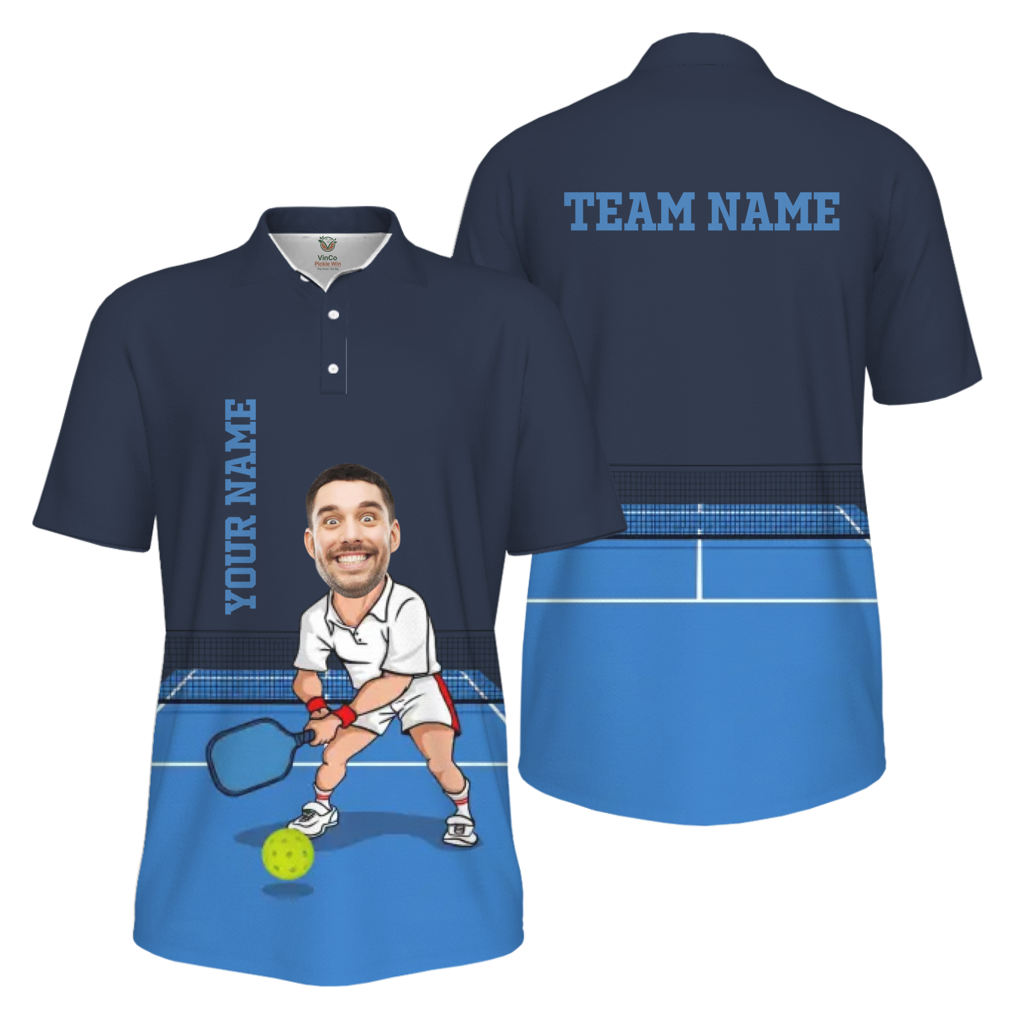 Picklewin Custom Face For Father UV Protection Pickleball Polo Shirt Men