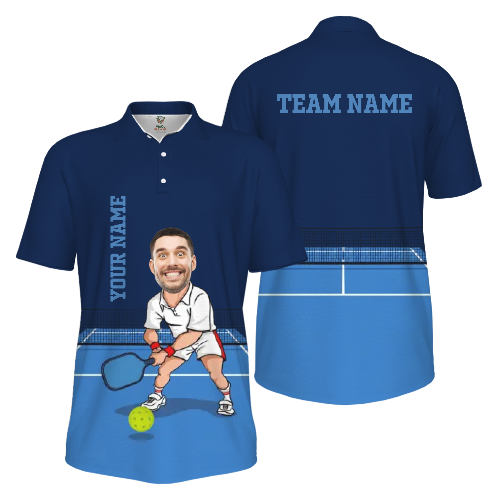 Picklewin Custom Face For Father UV Protection Pickleball Polo Shirt Men