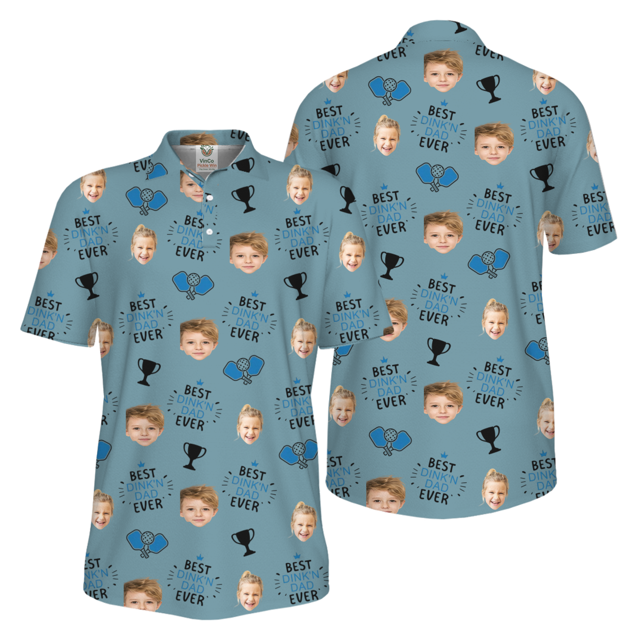 Picklewin Custom Faces Best Dink Dad Pickleball UV Protection Polo Shirt 
