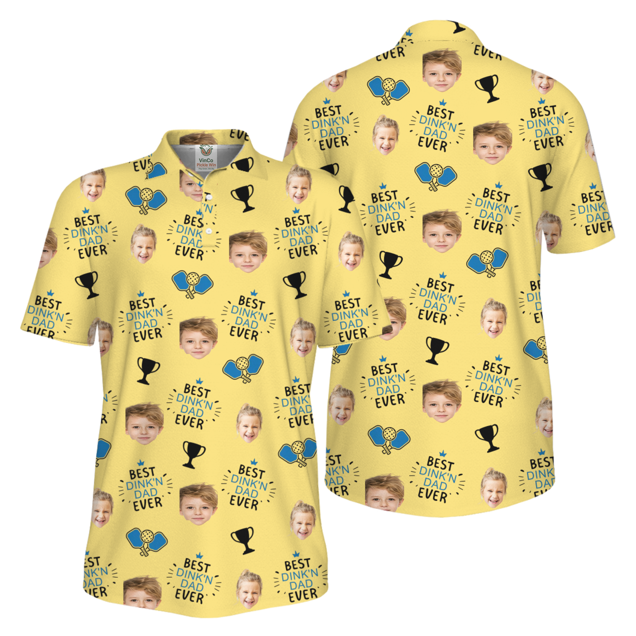 Picklewin Custom Faces Best Dink Dad Pickleball UV Protection Polo Shirt 
