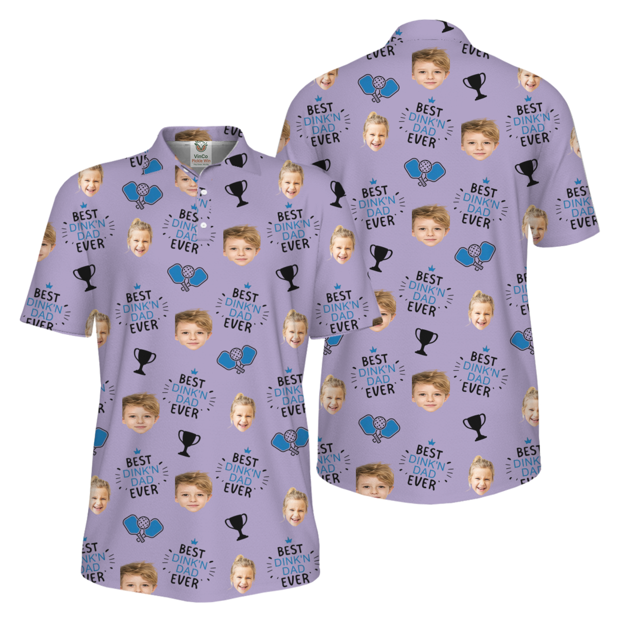 Picklewin Custom Faces Best Dink Dad Pickleball UV Protection Polo Shirt 