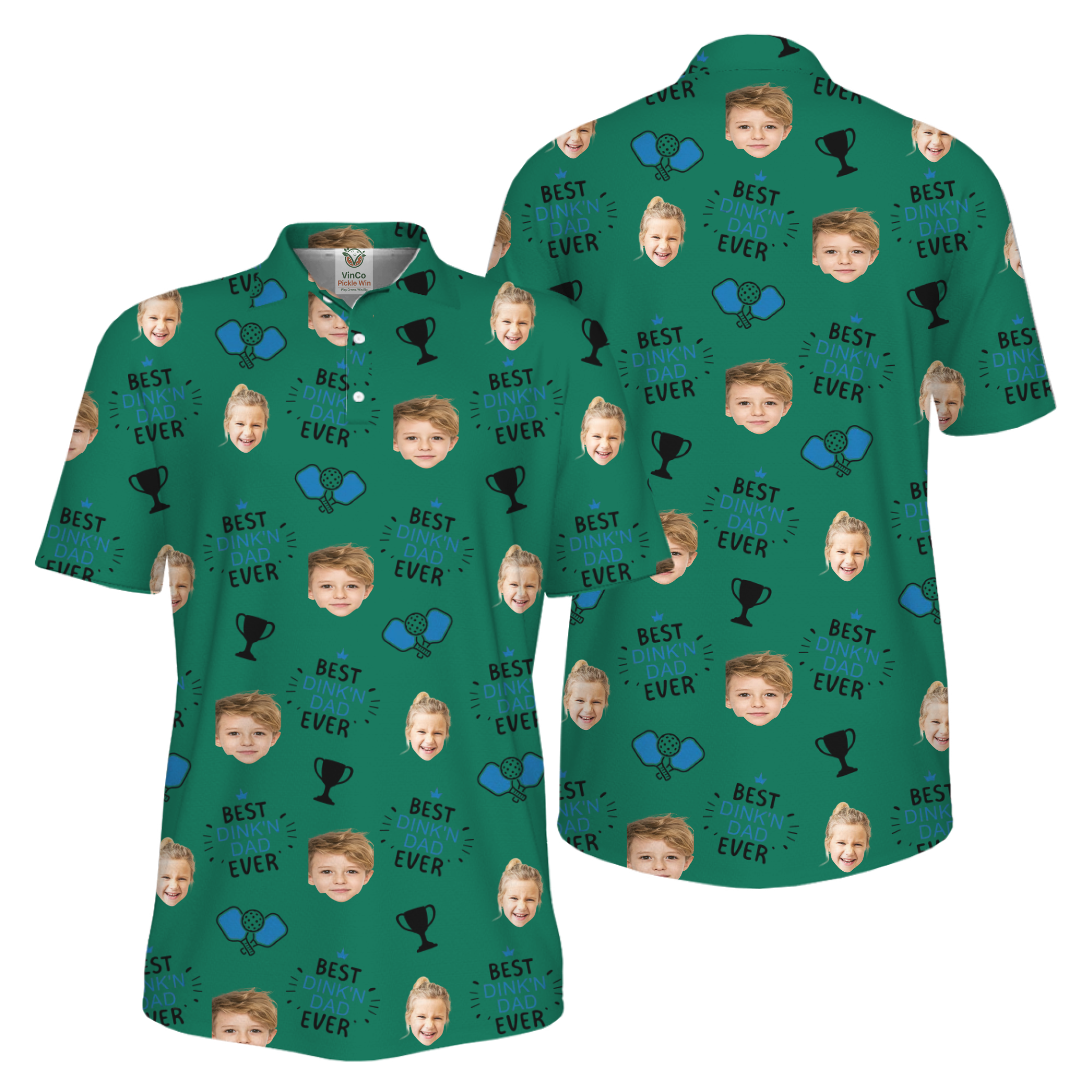 Picklewin Custom Faces Best Dink Dad Pickleball UV Protection Polo Shirt 