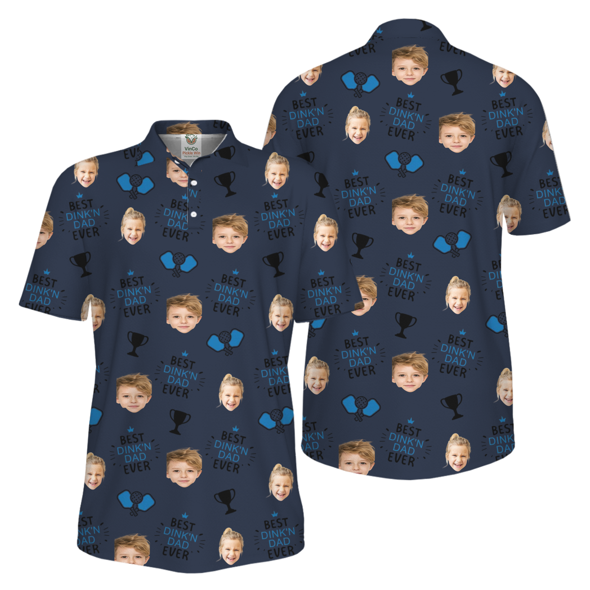 Picklewin Custom Faces Best Dink Dad Pickleball UV Protection Polo Shirt 