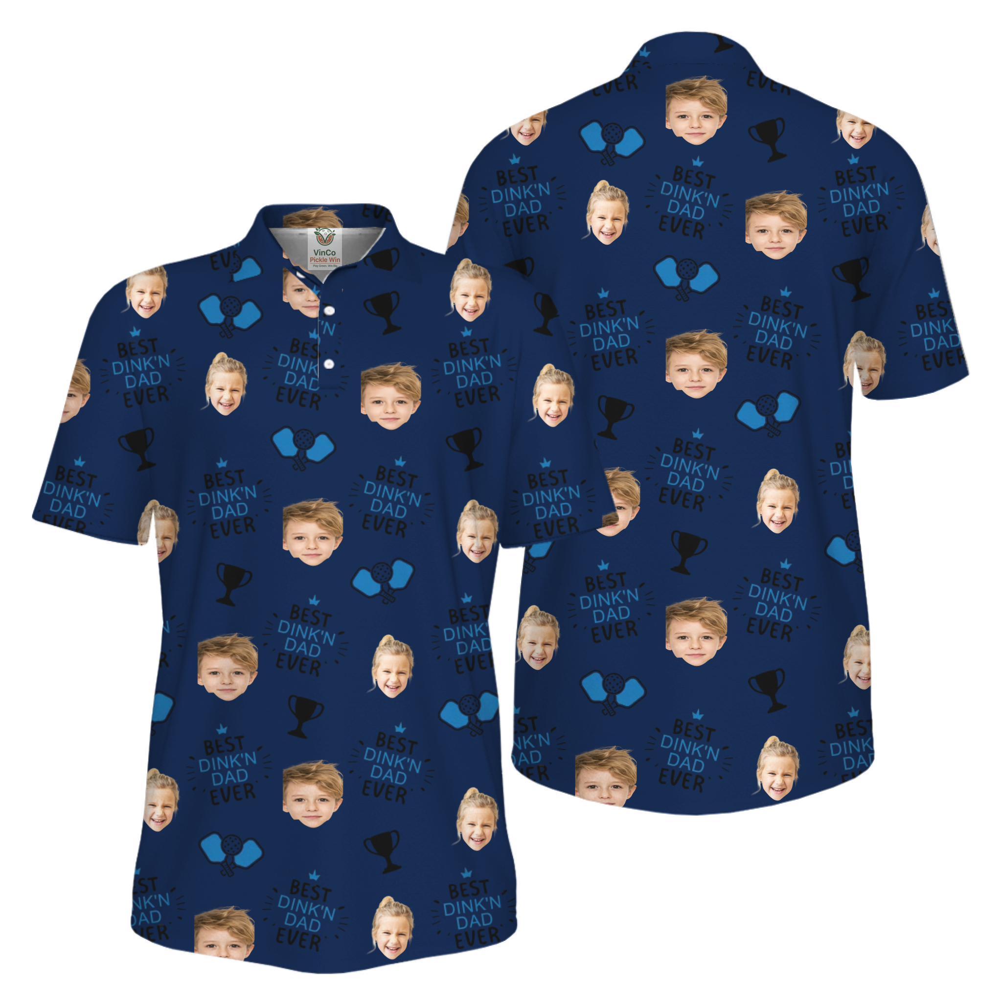 Picklewin Custom Faces Best Dink Dad Pickleball UV Protection Polo Shirt 