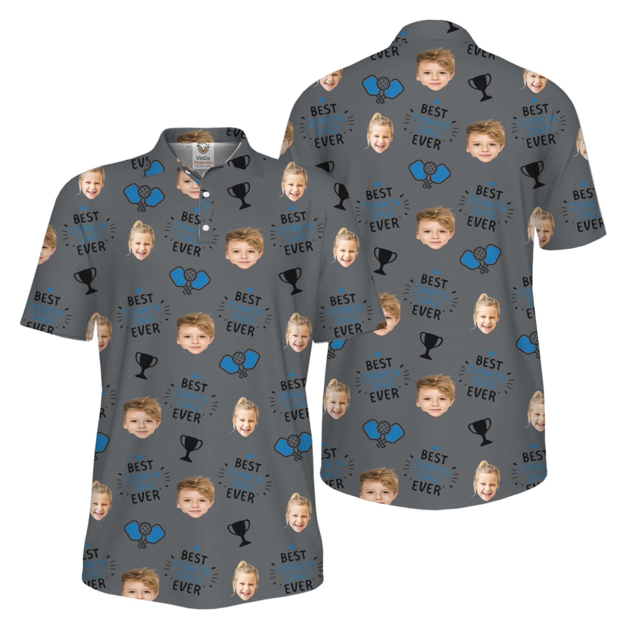 Picklewin Custom Faces Best Dink Dad Pickleball UV Protection Polo Shirt 