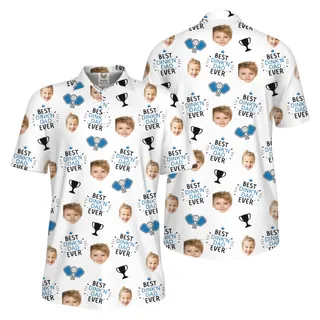 Picklewin Custom Faces Best Dink Dad Pickleball UV Protection Polo Shirt 