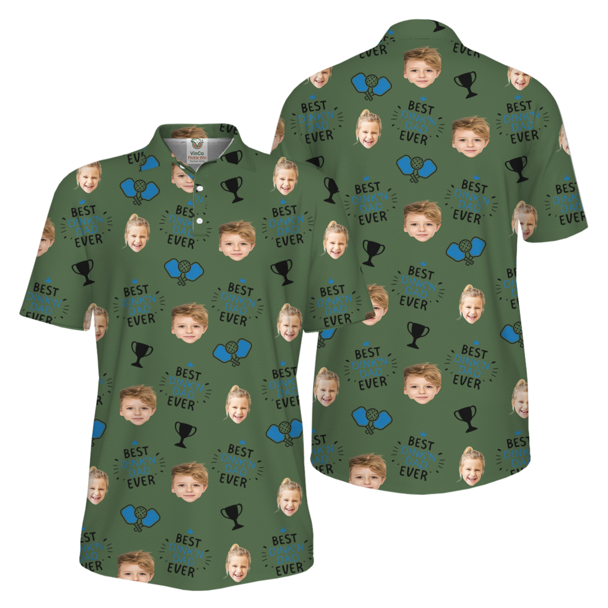 Picklewin Custom Faces Best Dink Dad Pickleball UV Protection Polo Shirt 