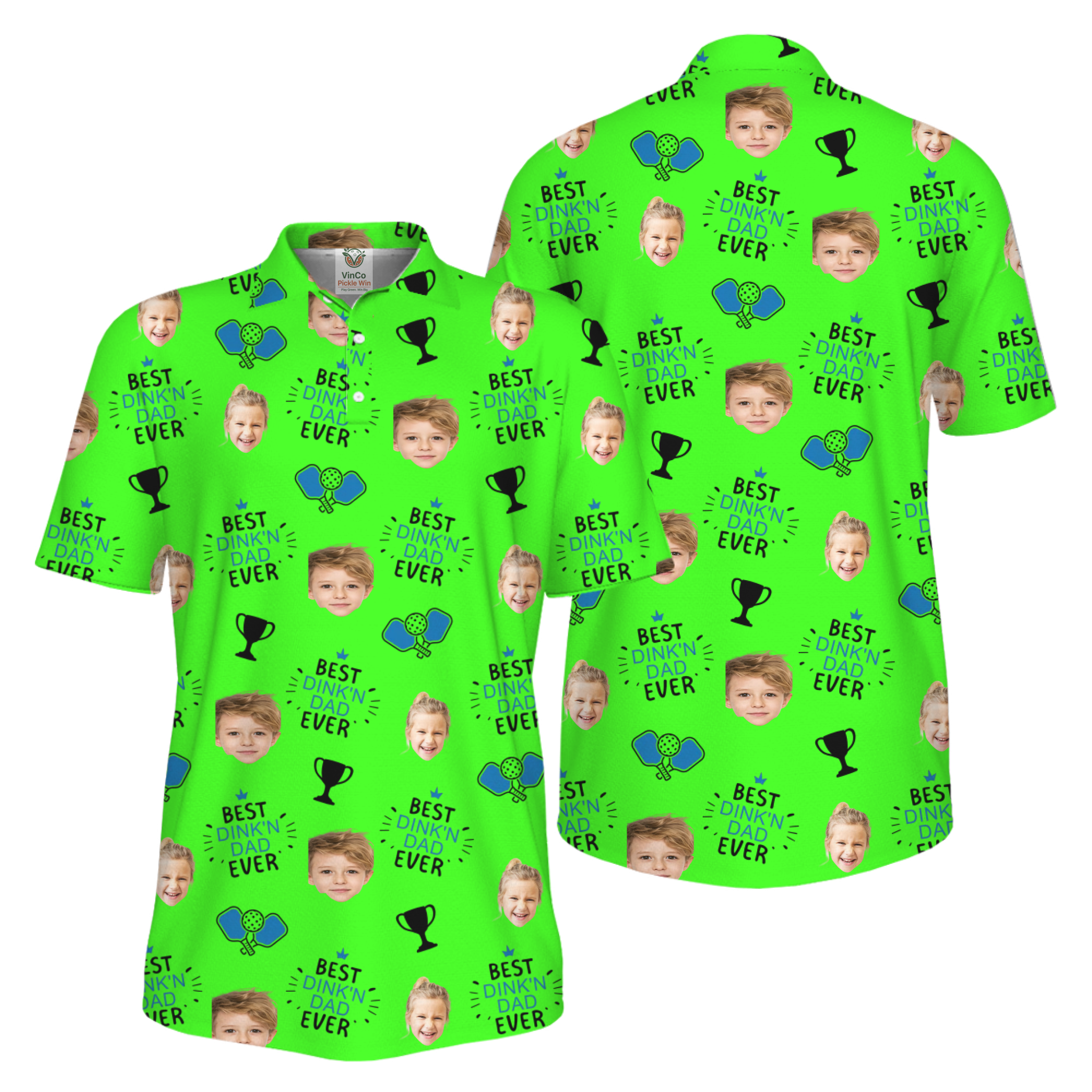 Picklewin Custom Faces Best Dink Dad Pickleball UV Protection Polo Shirt 