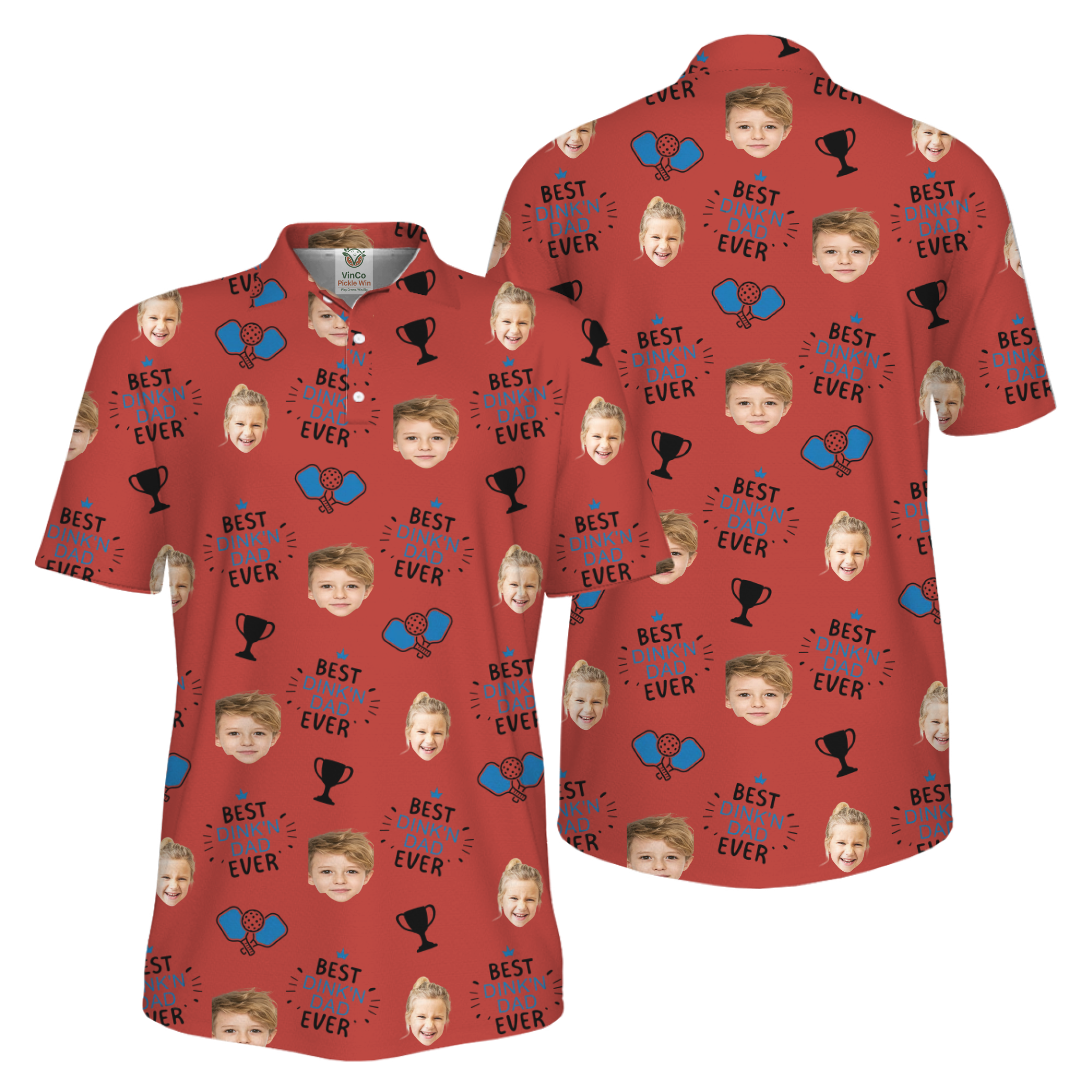 Picklewin Custom Faces Best Dink Dad Pickleball UV Protection Polo Shirt 