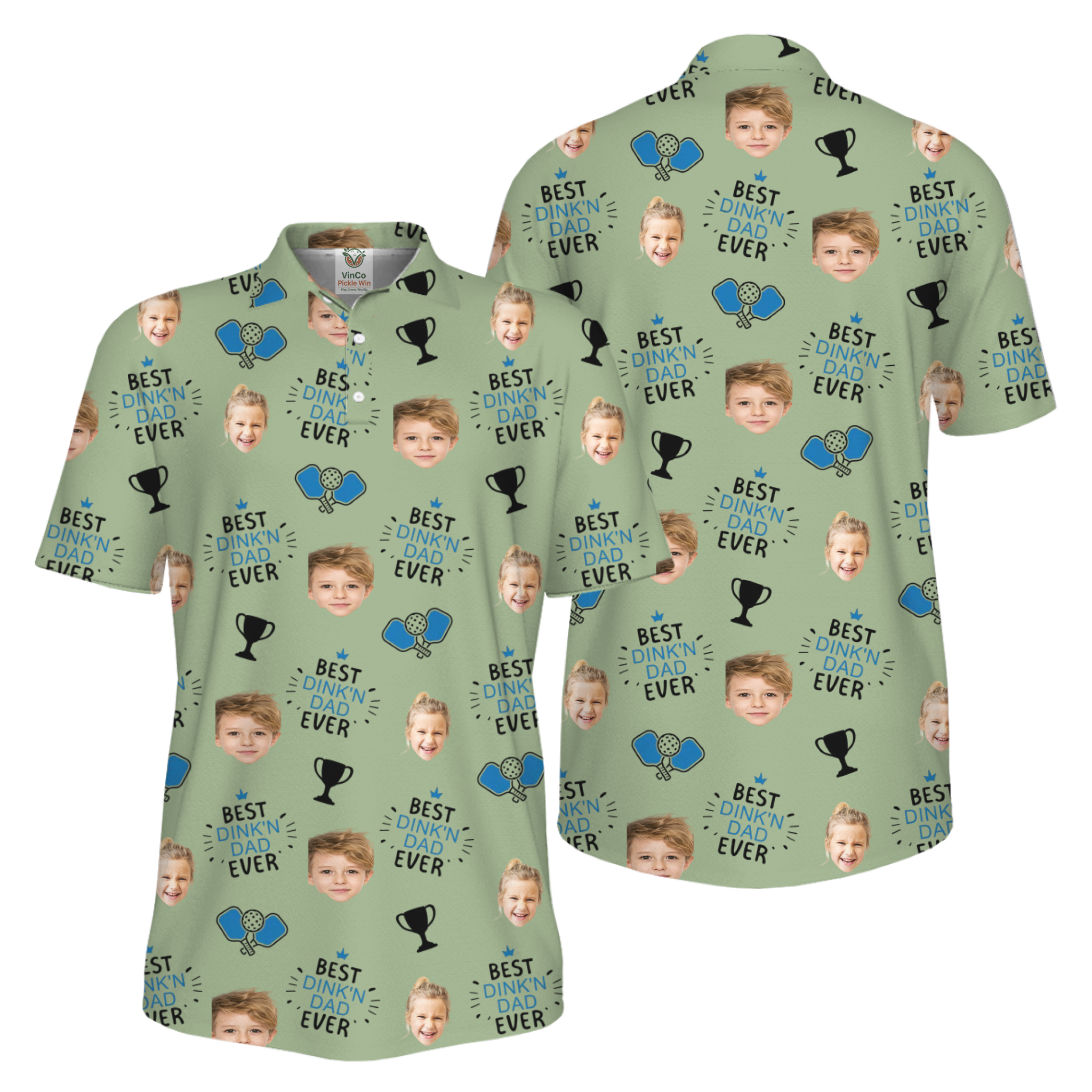Picklewin Custom Faces Best Dink Dad Pickleball UV Protection Polo Shirt  - alternate