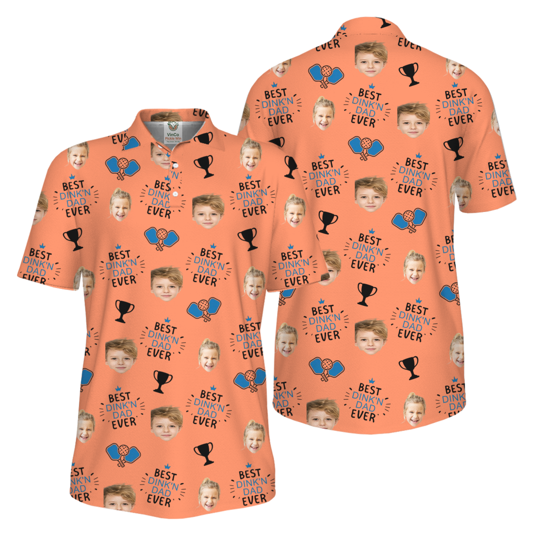 Picklewin Custom Faces Best Dink Dad Pickleball UV Protection Polo Shirt 