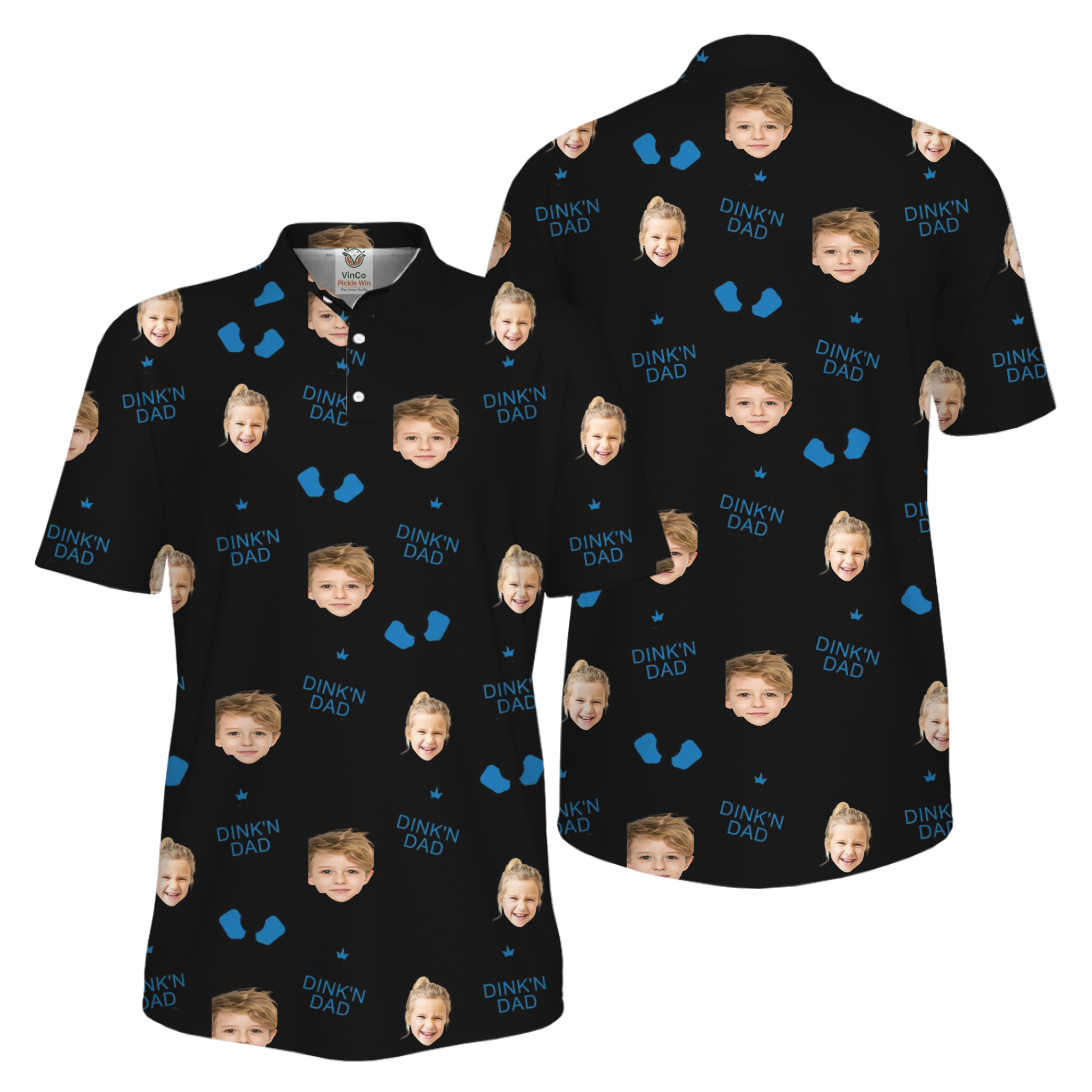 Picklewin Custom Faces Best Dink Dad Pickleball UV Protection Polo Shirt 