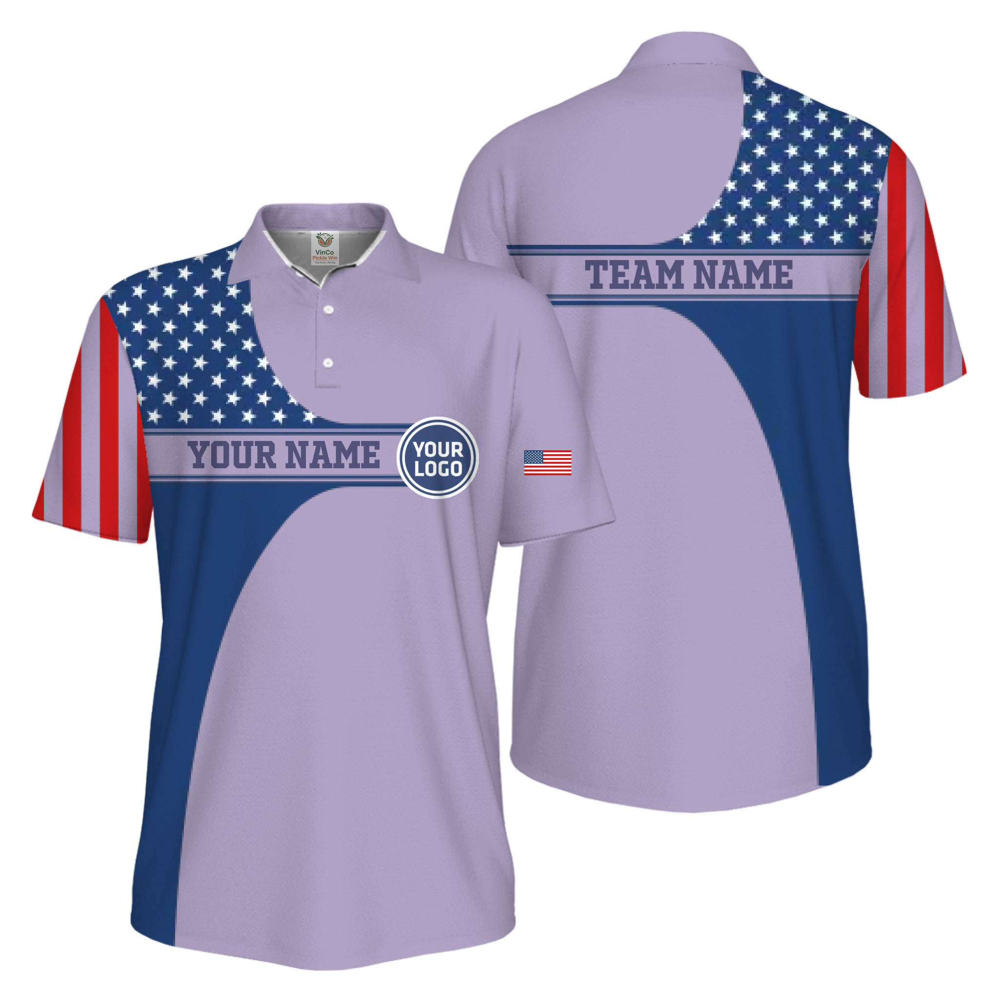 Picklewin Custom Logo 250 Anniversary US Flag UV Protection Men Polo Shirt